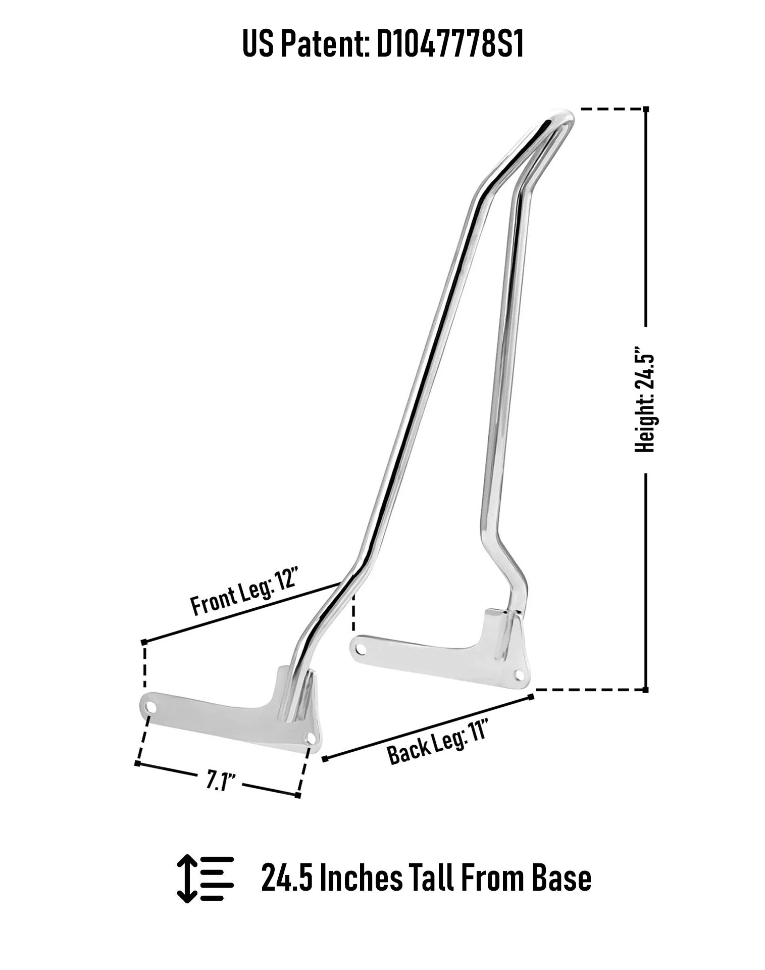 Iron Born Blade 25" Sissy Bar for Harley Softail Fat Bob Chrome Dimension