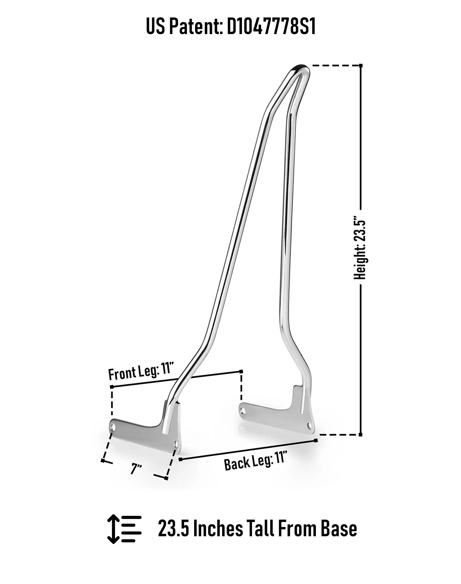 Iron Born Blade 25" Sissy Bar for Harley Softail Low Rider Chrome Dimension