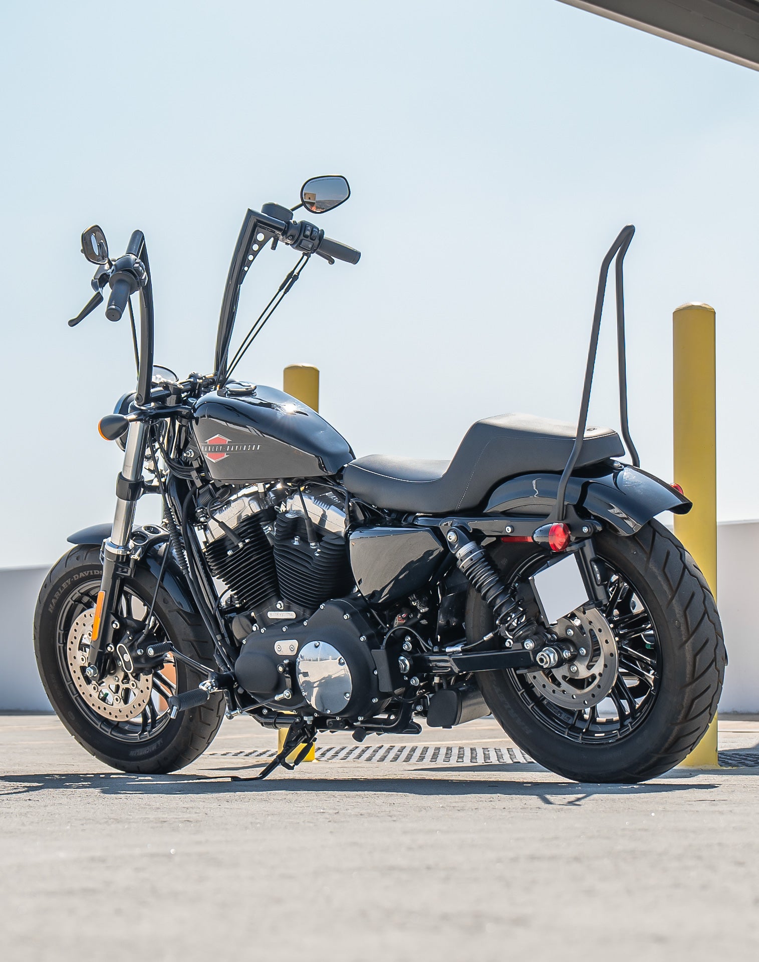 Iron Born Blade 25" Sissy Bar for Harley Sportster Forty Eight Matte Black v1