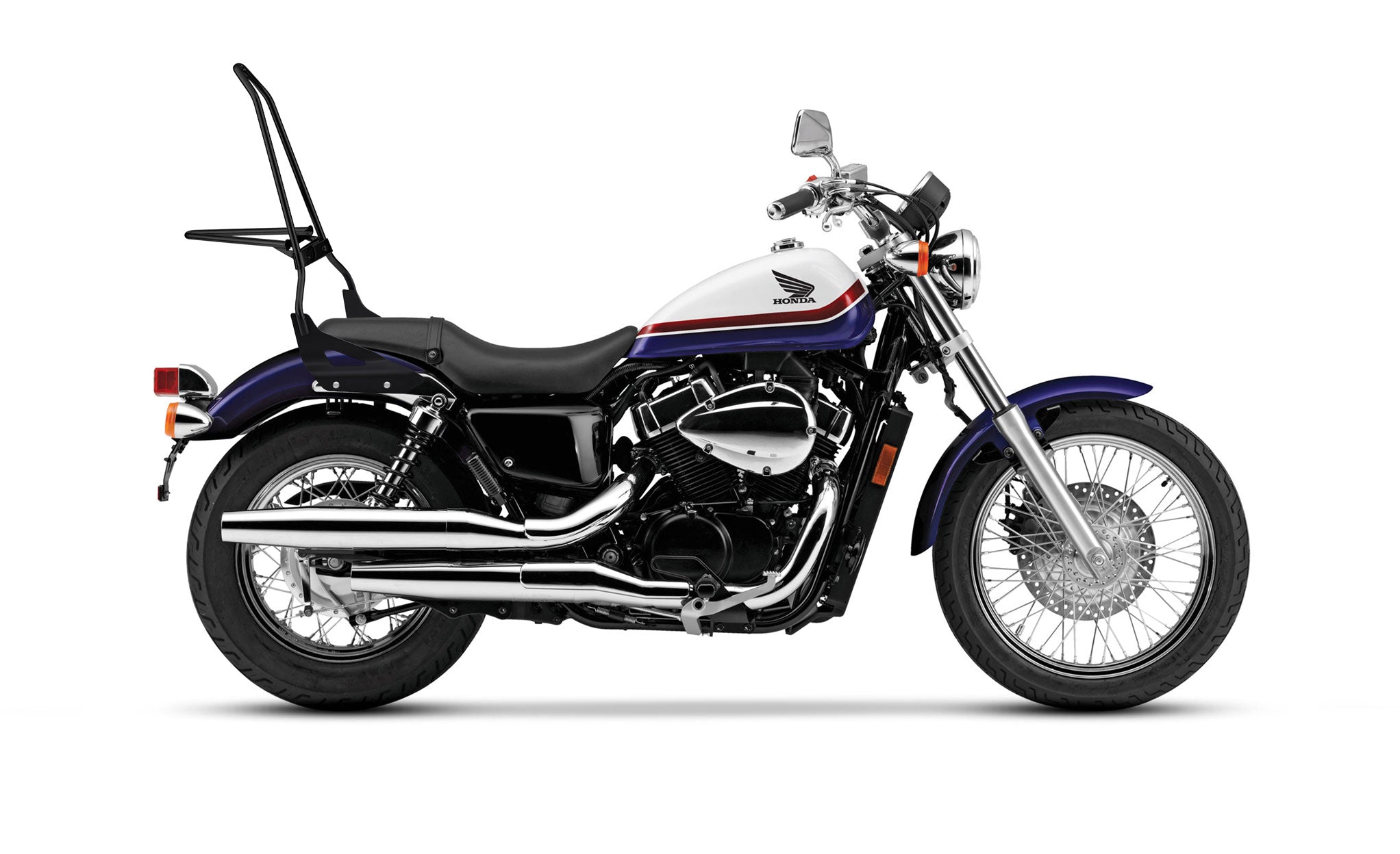 Iron Born Blade 25" Honda 750 Shadow RS Sissy Bar with Foldable Luggage Rack Matte Black Luggage Rack on Bike View @expand