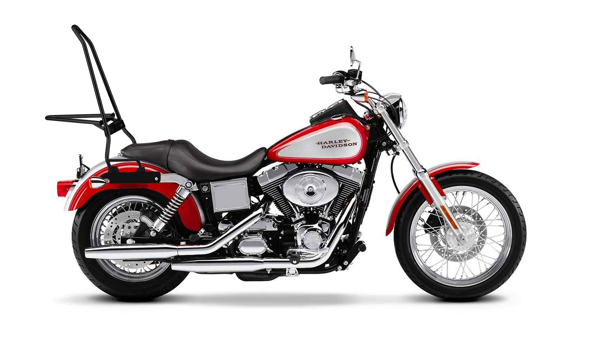 Iron Born Blade 25" Sissy Bar with Foldable Luggage Rack for Harley Dyna Low Rider FXDL Matte Black Luggage Rack on Bike View @expand