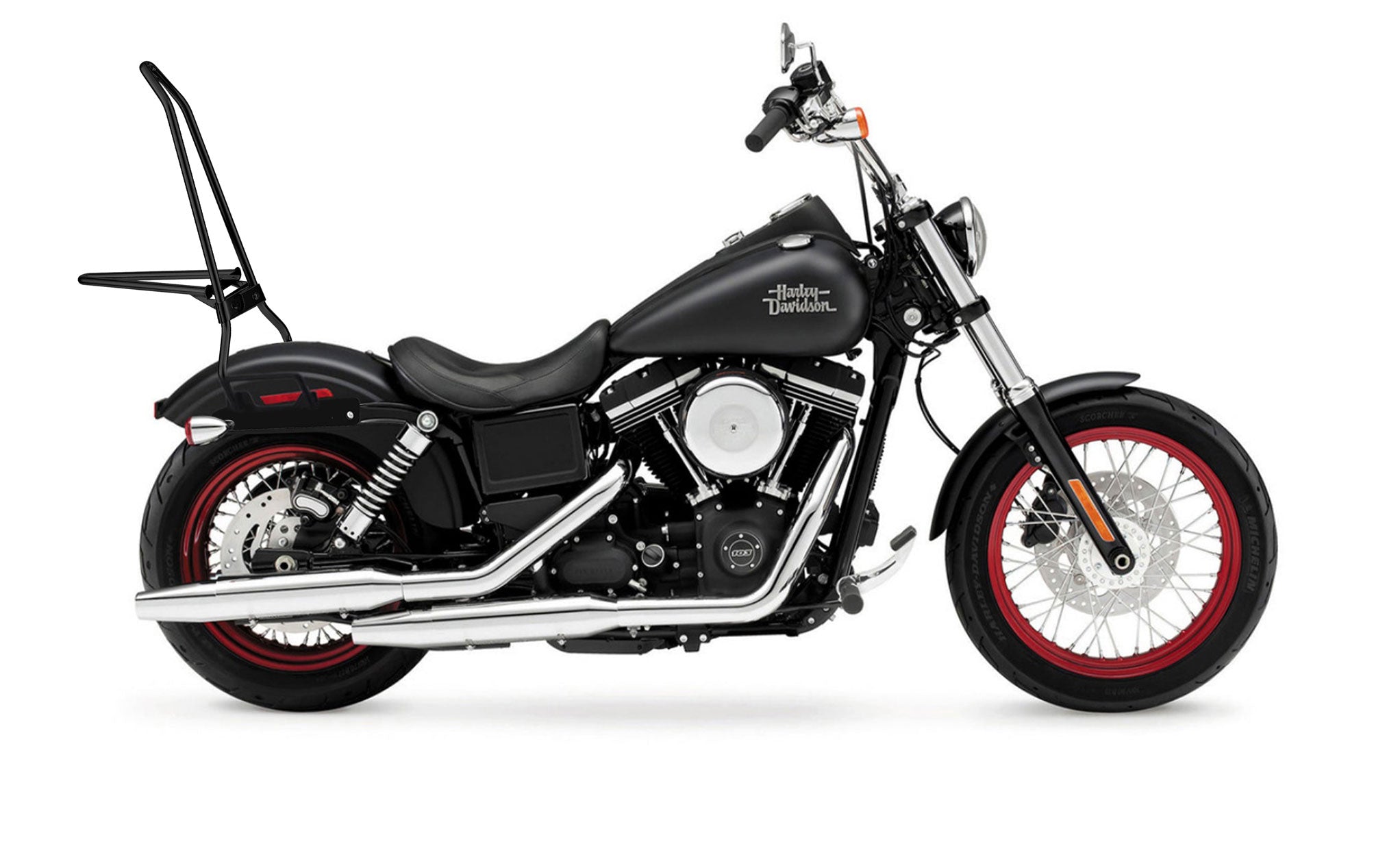 Iron Born Blade 25" Sissy Bar with Foldable Luggage Rack for Harley Dyna Street Bob FXDB Matte Black @expand