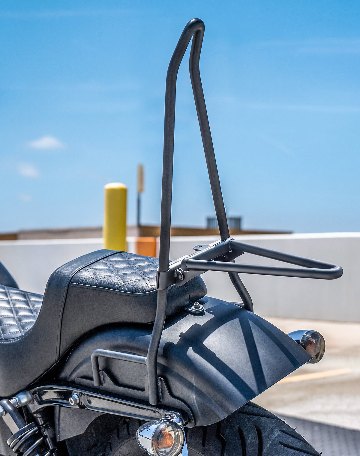 Iron Born Blade 25" Sissy Bar with Foldable Luggage Rack for Harley Dyna Street Bob FXDB Matte Black