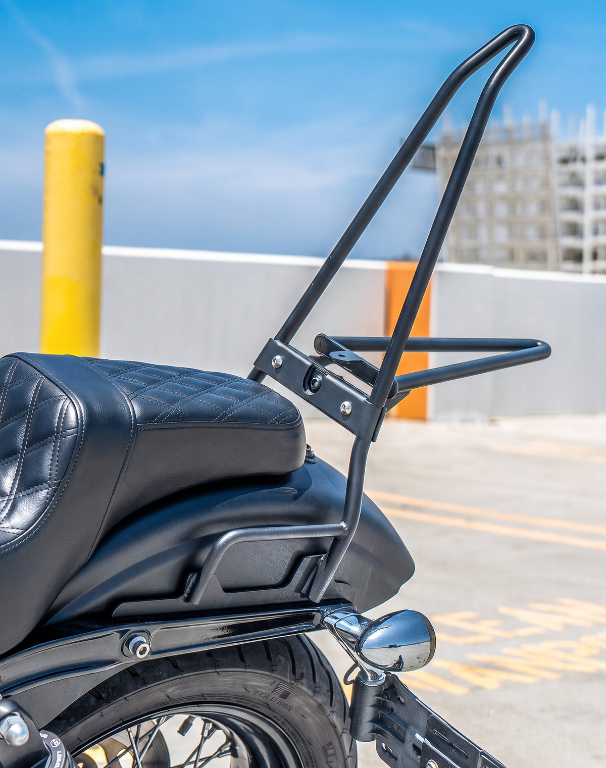 Iron Born Blade 25" Sissy Bar with Foldable Luggage Rack for Harley Dyna Street Bob FXDB Matte Black