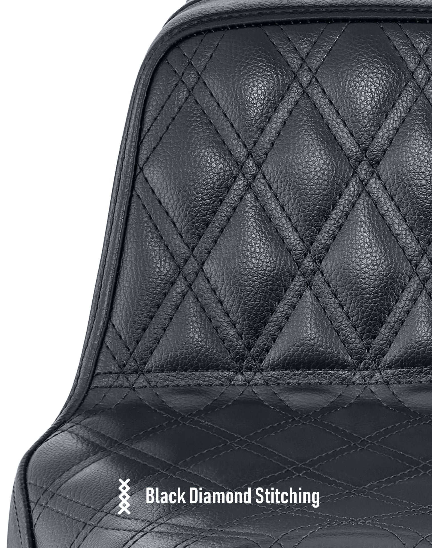Iron Born Diamond Stitch Indian Chief Bobber 2-Up Seat Black Black Diamond Stitching