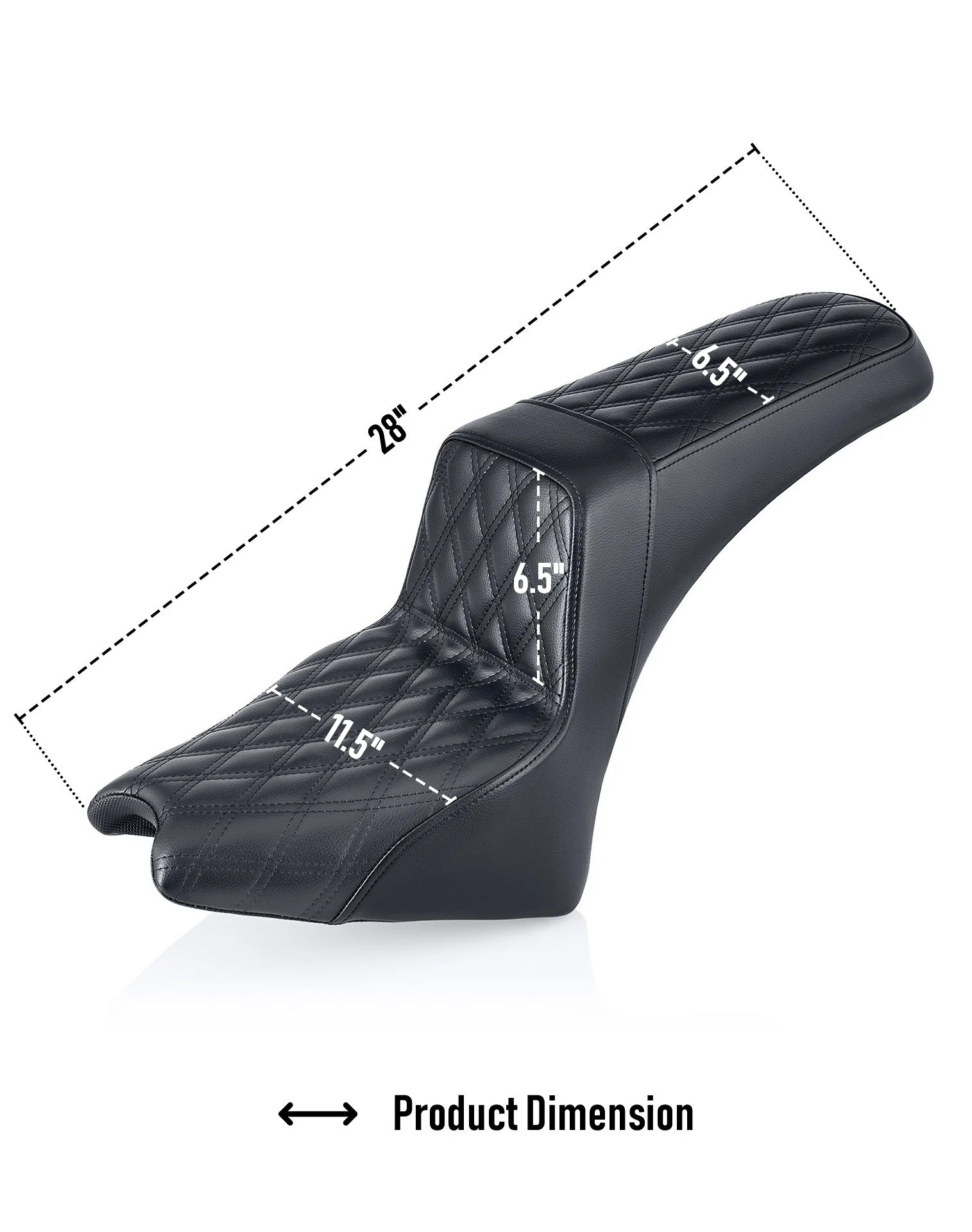 Iron Born Diamond Stitch Indian Sport Chief 2-Up Seat Black Product Dimension