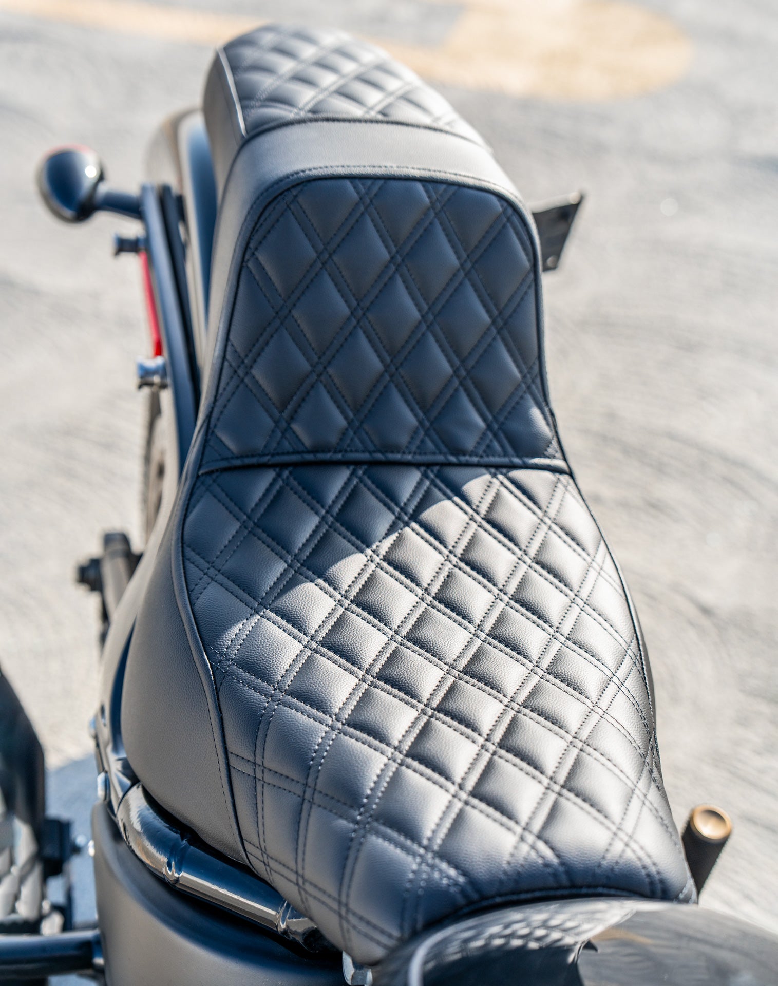 Iron Born Diamond Stitch 2-Up Seat for 2020+ Harley Softail Standard FXST