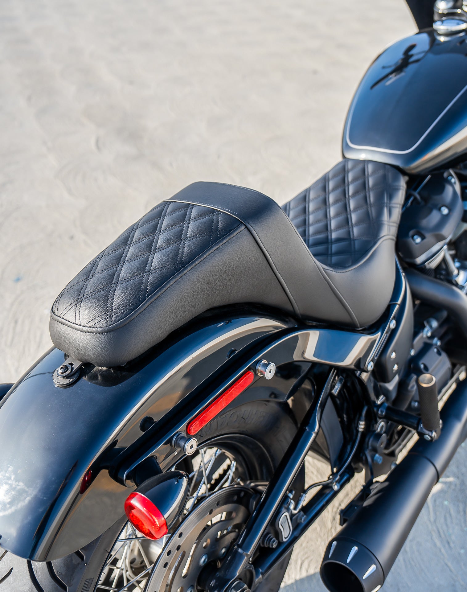 Iron Born Diamond Stitch 2-Up Seat for 2018+ Harley Softail Street Bob FXBB