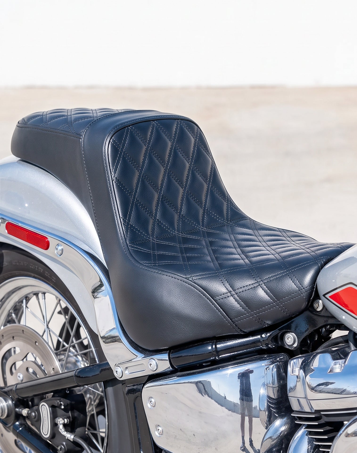 Viking Iron Born Diamond Stitch 2-Up Seat for Harley Softail Super Glide FXD