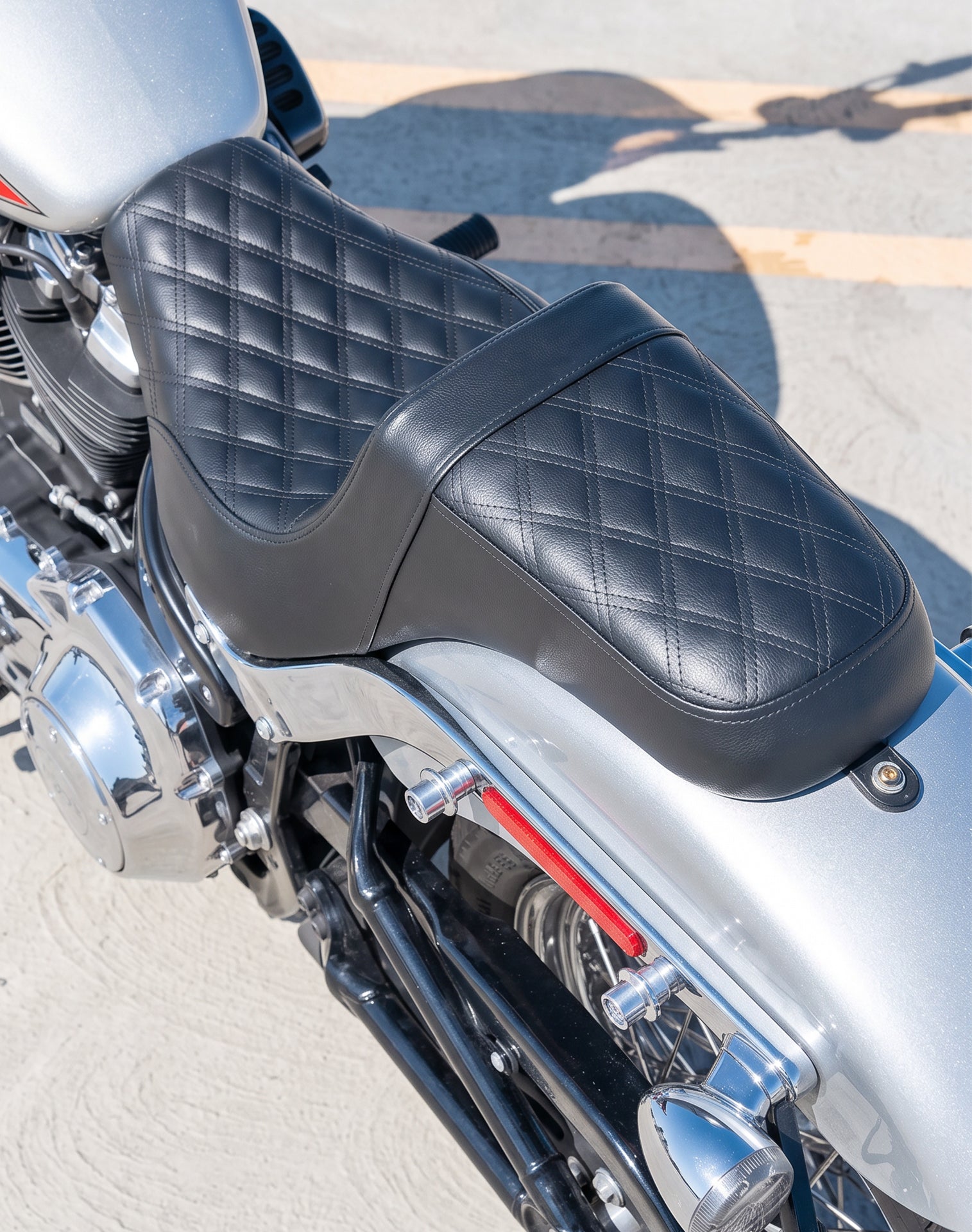 Viking Iron Born Diamond Stitch 2-Up Seat for Harley Softail Super Glide FXD