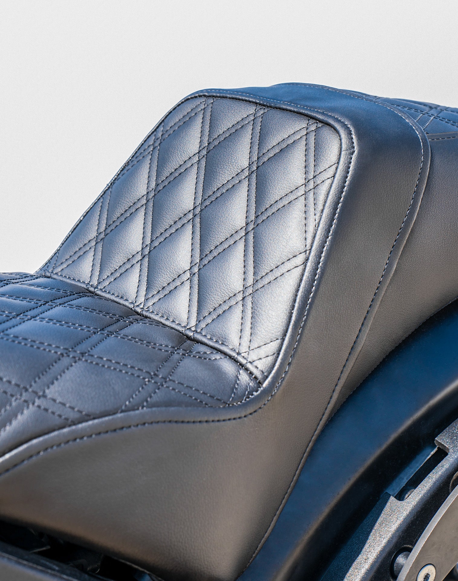Iron Born Diamond Stitch Indian Scout Bobber 2-Up Seat Black Lifestyle