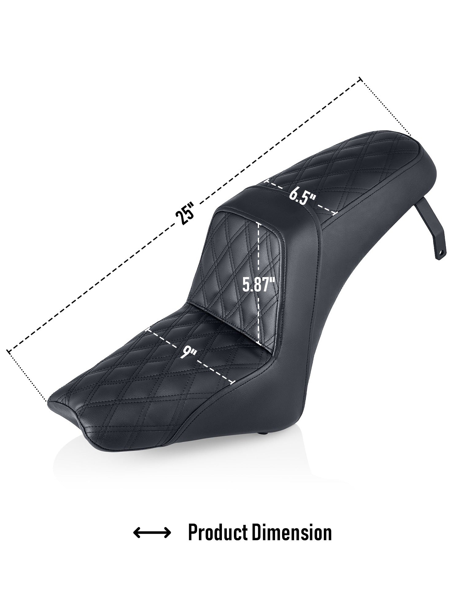 Iron Born Diamond Stitch Indian Scout Bobber 2-Up Seat Black Dimensions