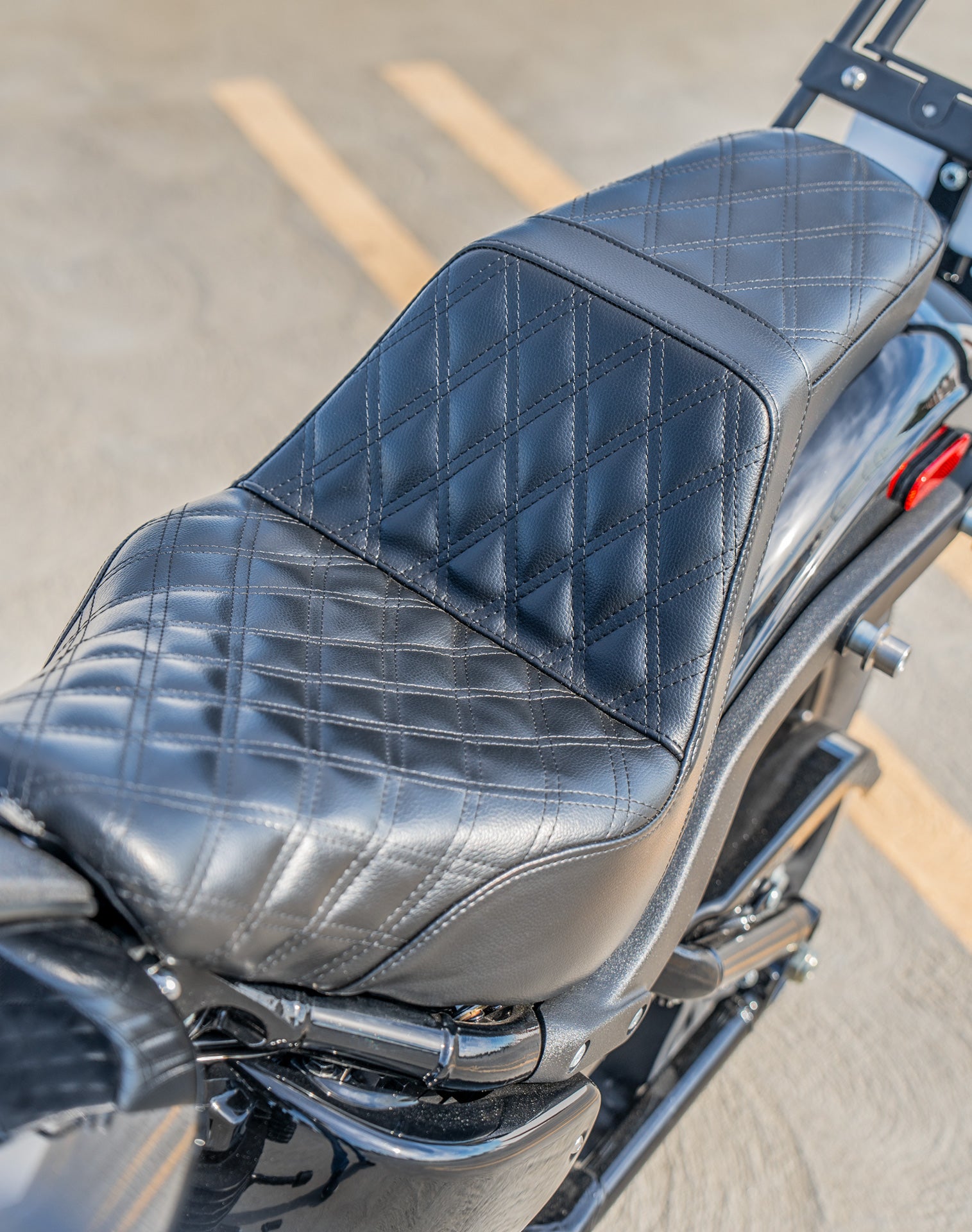 Iron Born Diamond Stitch 2-Up Seat for Harley Softail Low Rider FXLR Lifestyle
