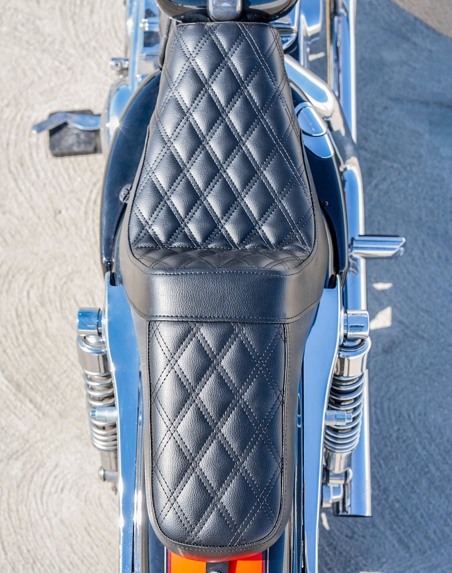 Iron Born Diamond Stitch 2-Up Seat For Harley Sportster 1200 Low XL1200L Black Lifestyle