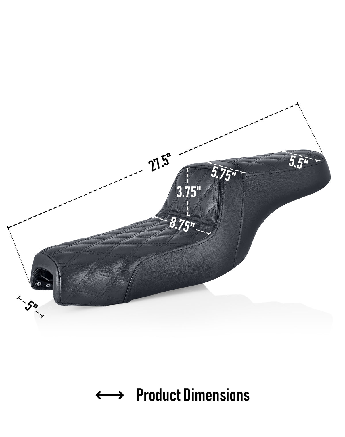 Iron Born Diamond Stitch 2-Up Seat For Harley Sportster Super Low XL1200T Black