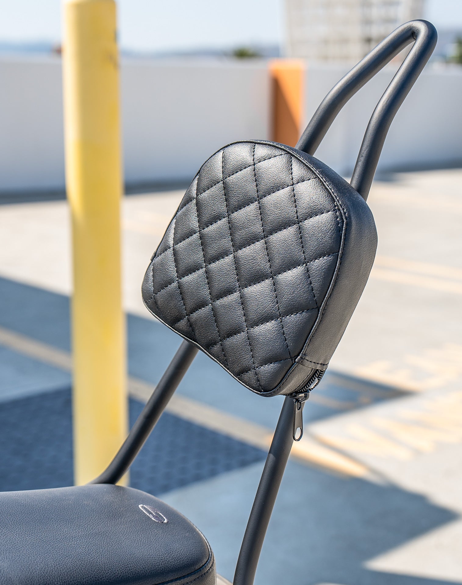 Viking Iron Born Diamond Stitch Leather Short Motorcycle Sissy Bar Pad for Harley Davidson v4