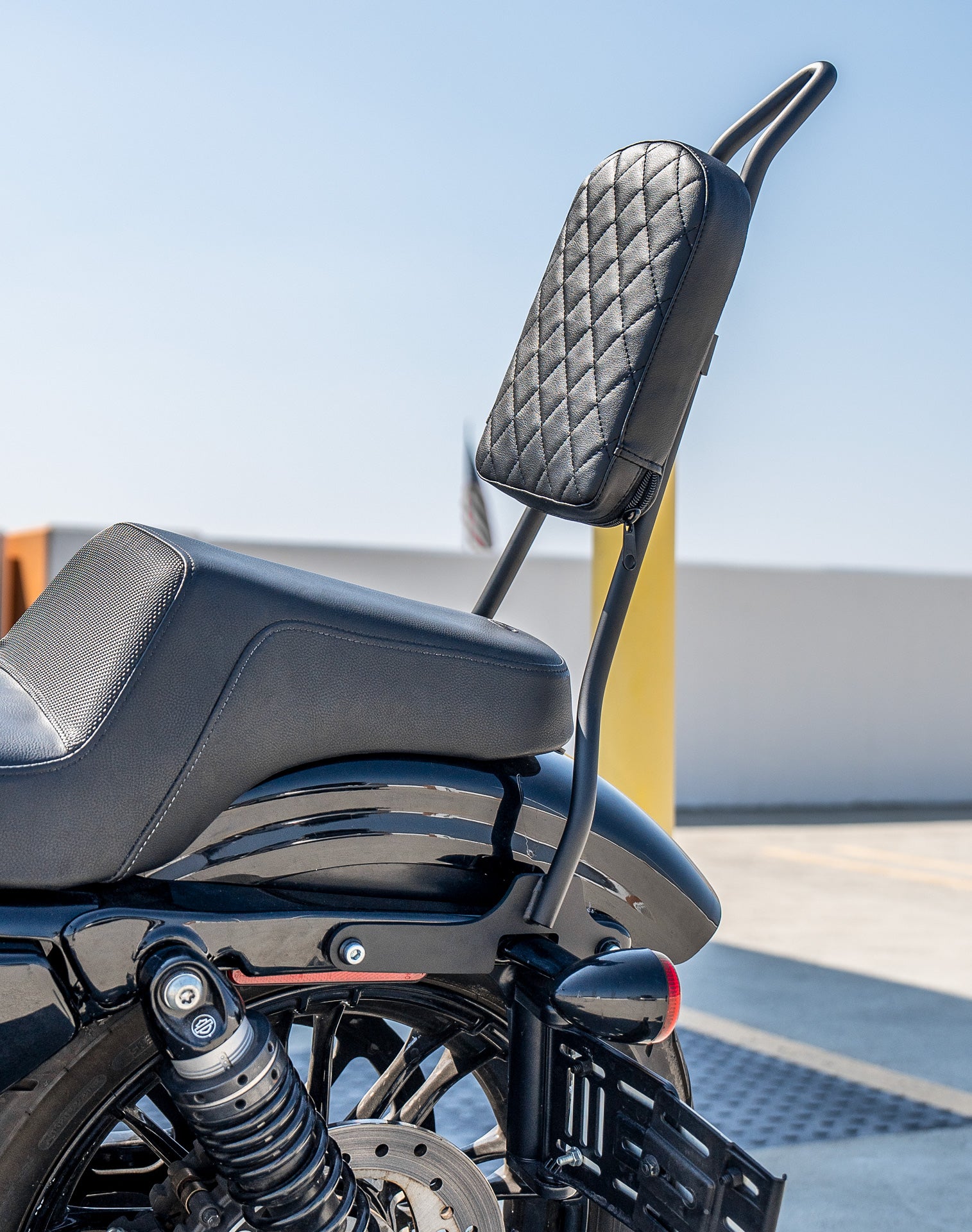 Viking Iron Born Diamond Stitch Leather Tall Motorcycle Sissy Bar Pad for Harley Davidson v1