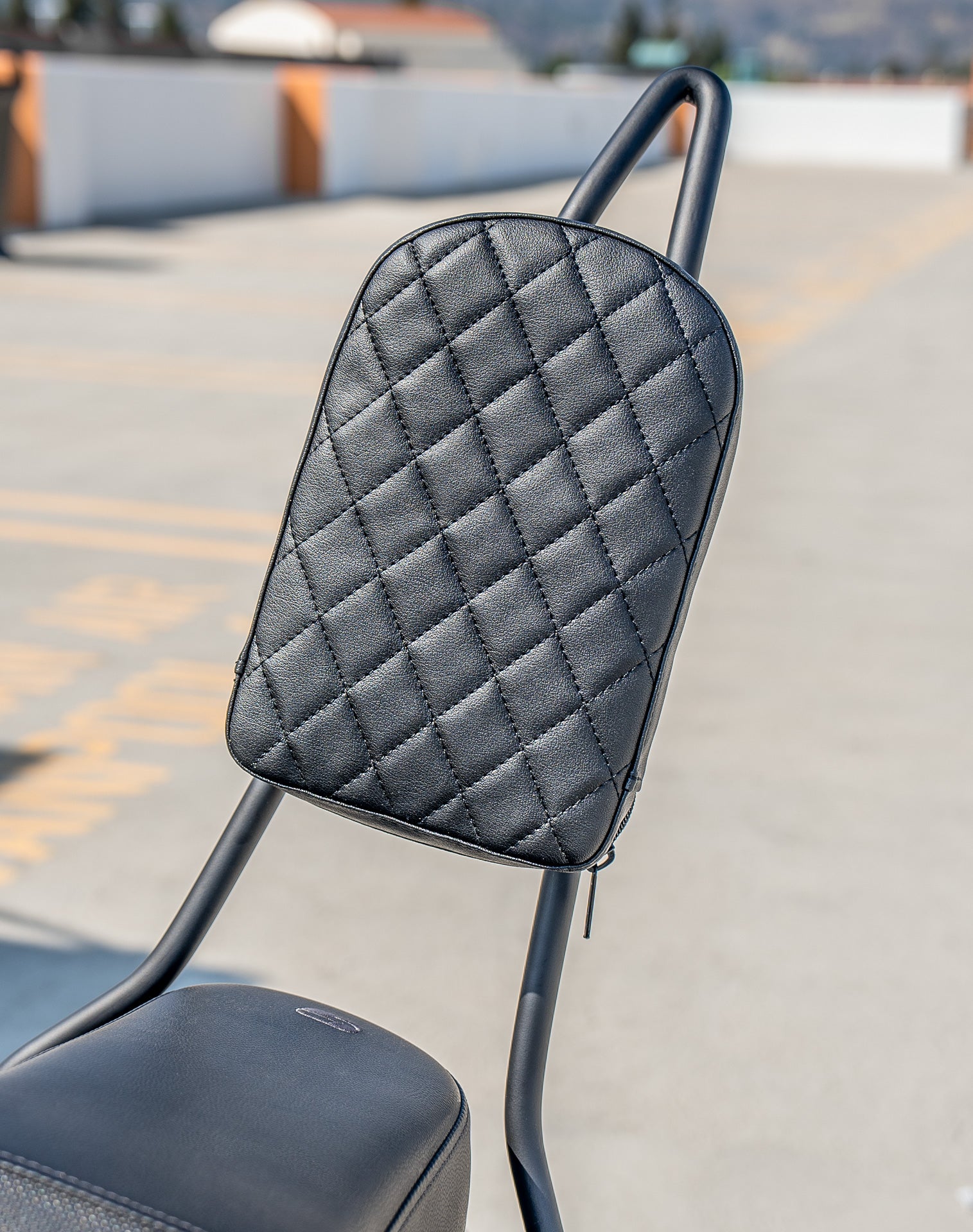 Viking Iron Born Diamond Stitch Leather Tall Motorcycle Sissy Bar Pad v2