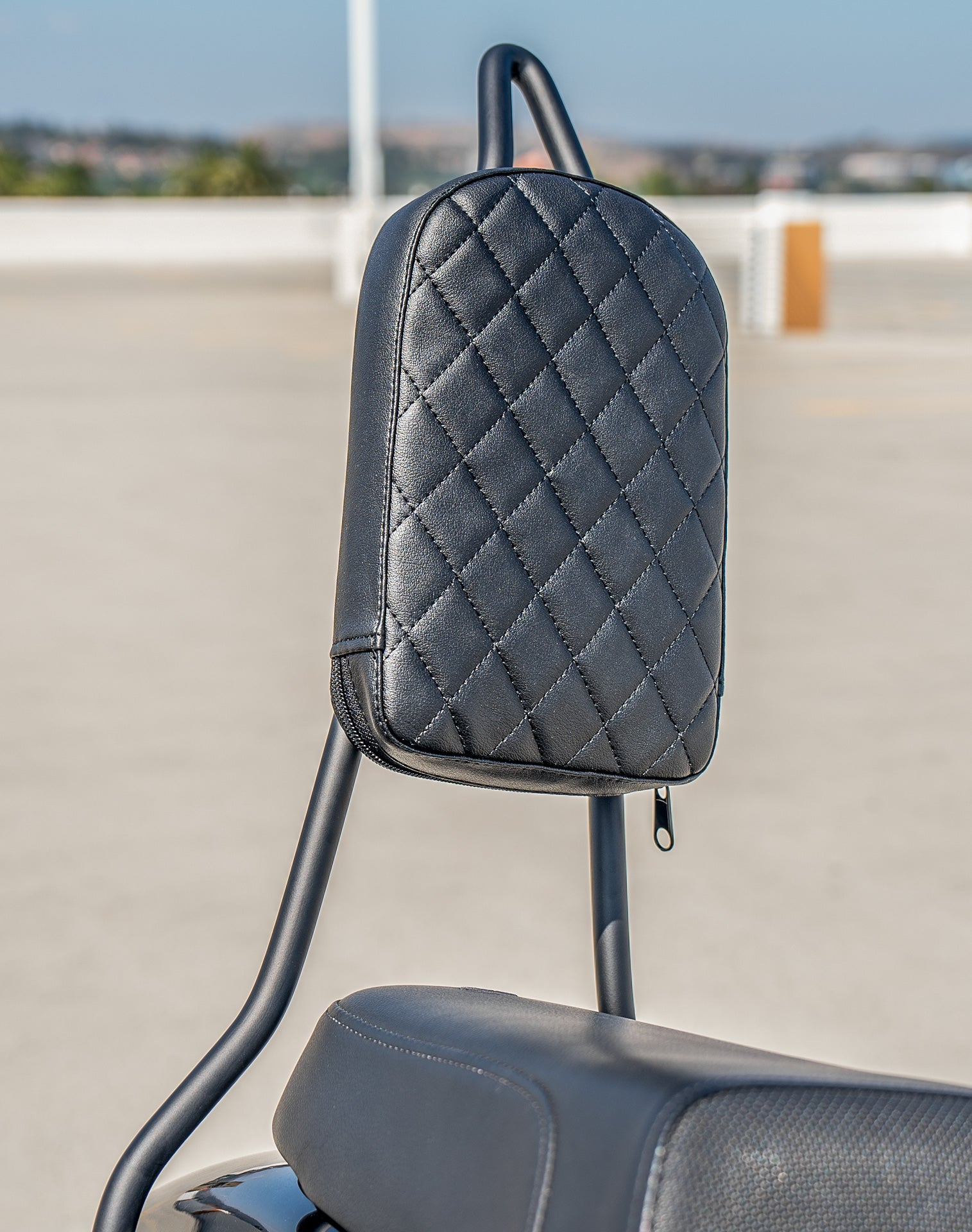 Viking Iron Born Diamond Stitch Leather Tall Motorcycle Sissy Bar Pad v3