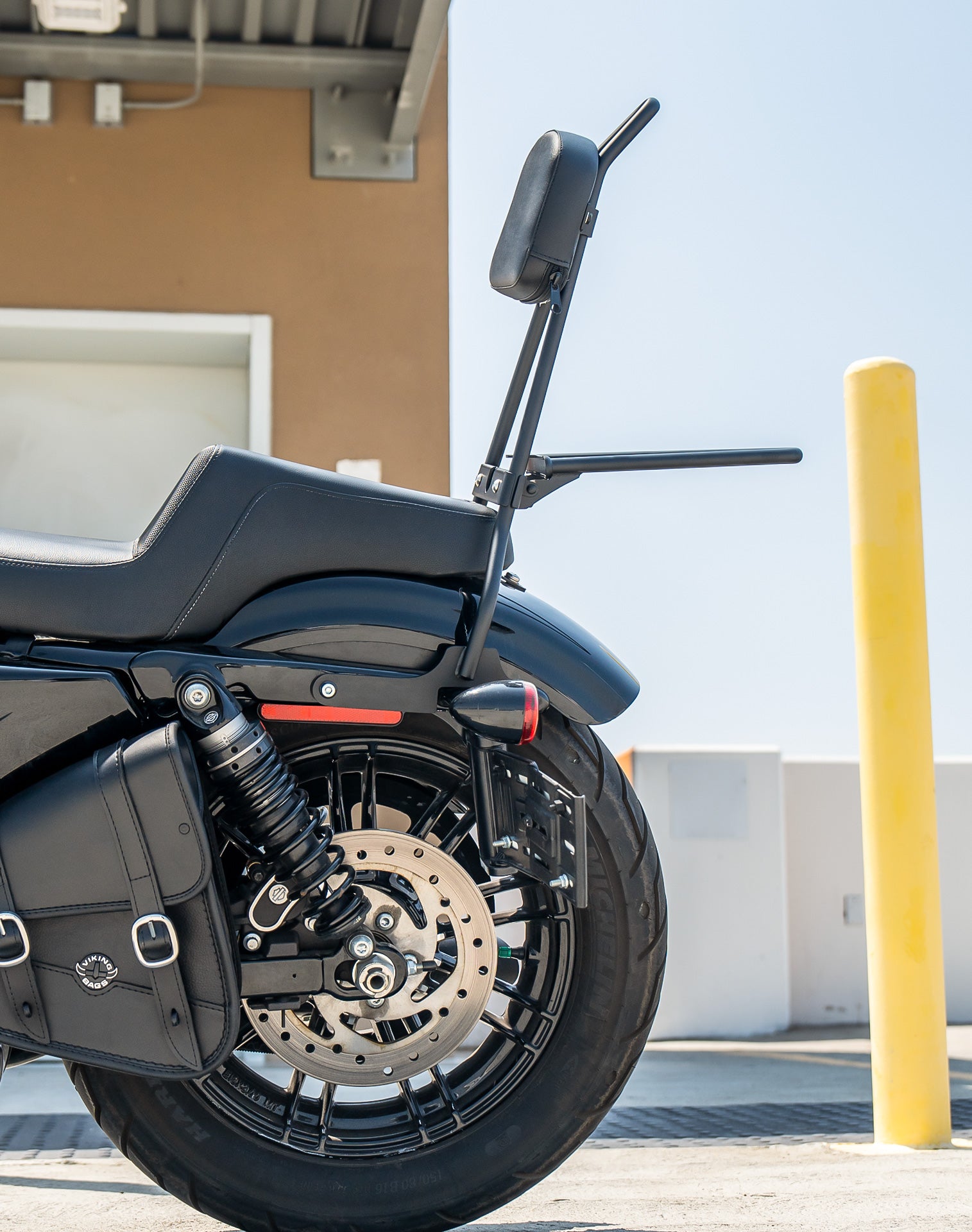 Iron Born Sissy Bar with Foldable Luggage Rack for Harley Sportster Forty Eight Matte Black v1