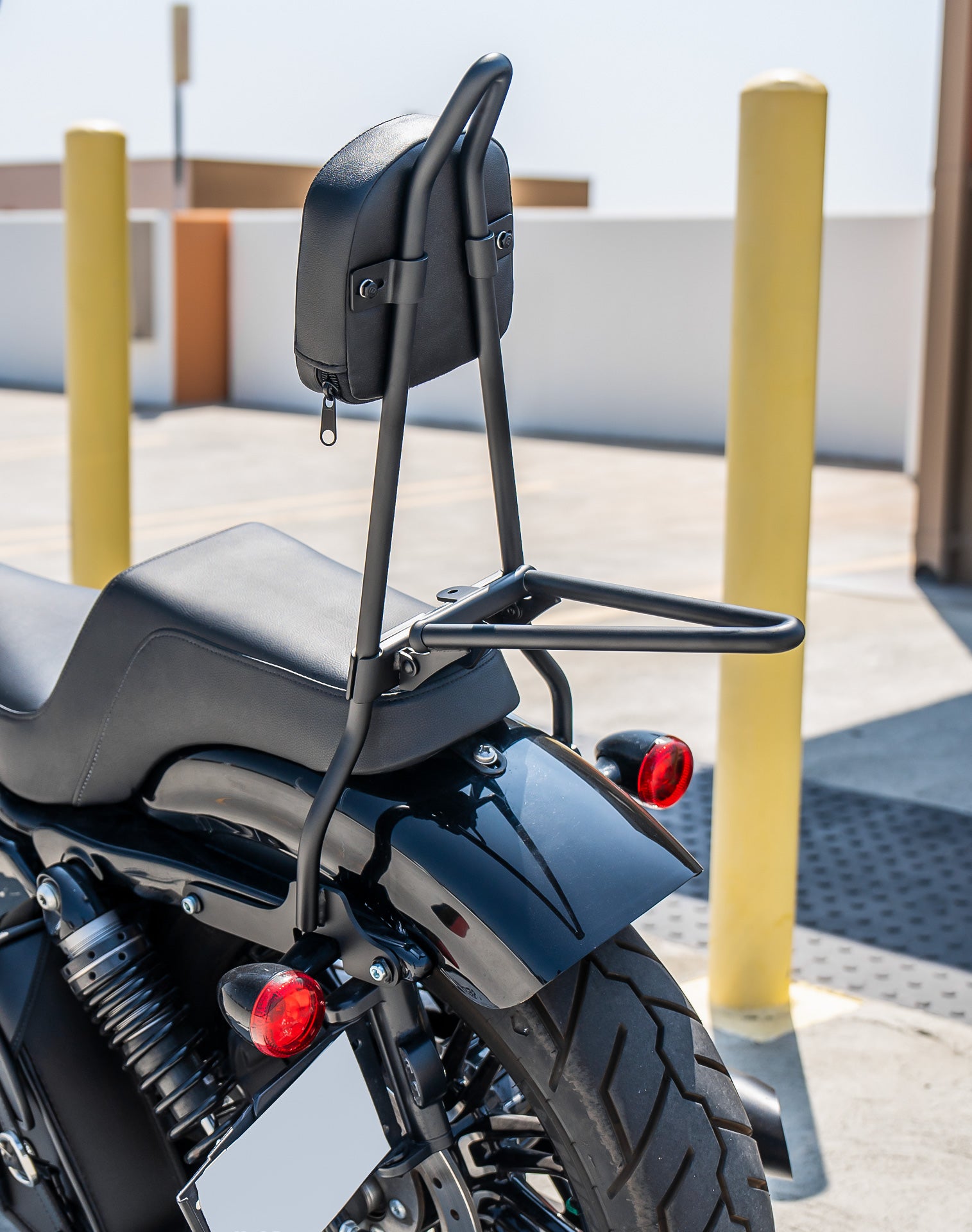 Iron Born Sissy Bar with Foldable Luggage Rack for Harley Sportster Forty Eight Matte Black v3