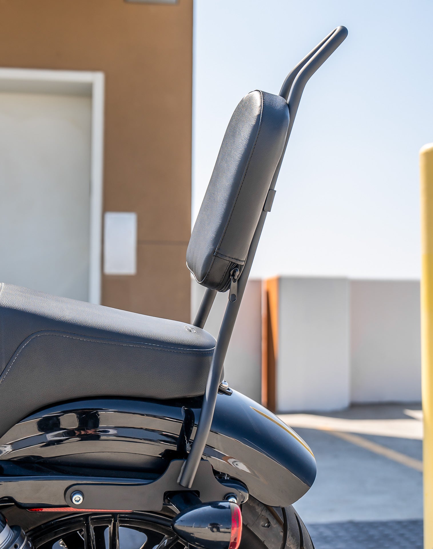 Viking Iron Born Plain Leather Tall Motorcycle Sissy Bar Pad for Harley Davidson v1