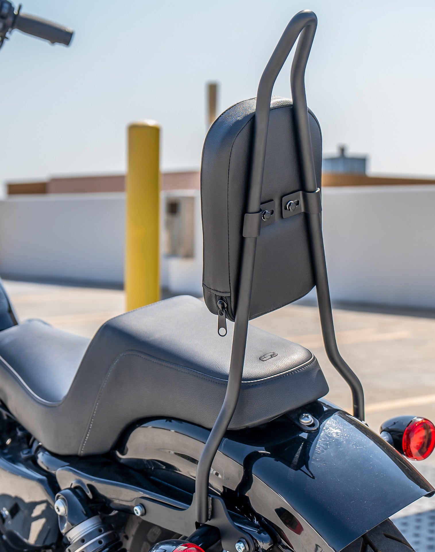 Viking Iron Born Plain Leather Tall Motorcycle Sissy Bar Pad for Harley Davidson v2