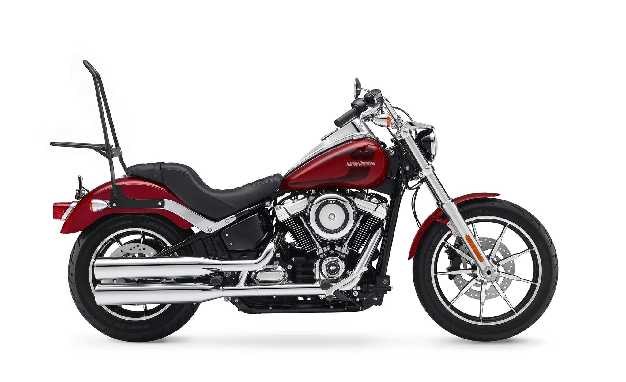 Iron Born Blade 25" Sissy Bar for Wide Seat w/ Foldable Rack for Harley Softail Low Rider FXLR Matte Black @expand