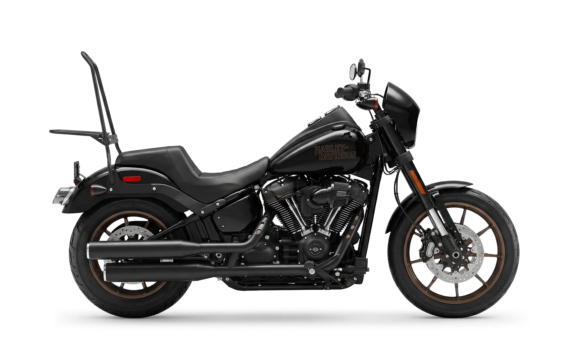 Iron Born Blade 25" Sissy Bar for Wide Seat w/ Foldable Rack for Harley Softail Low Rider S FXLRS Matte Black @expand