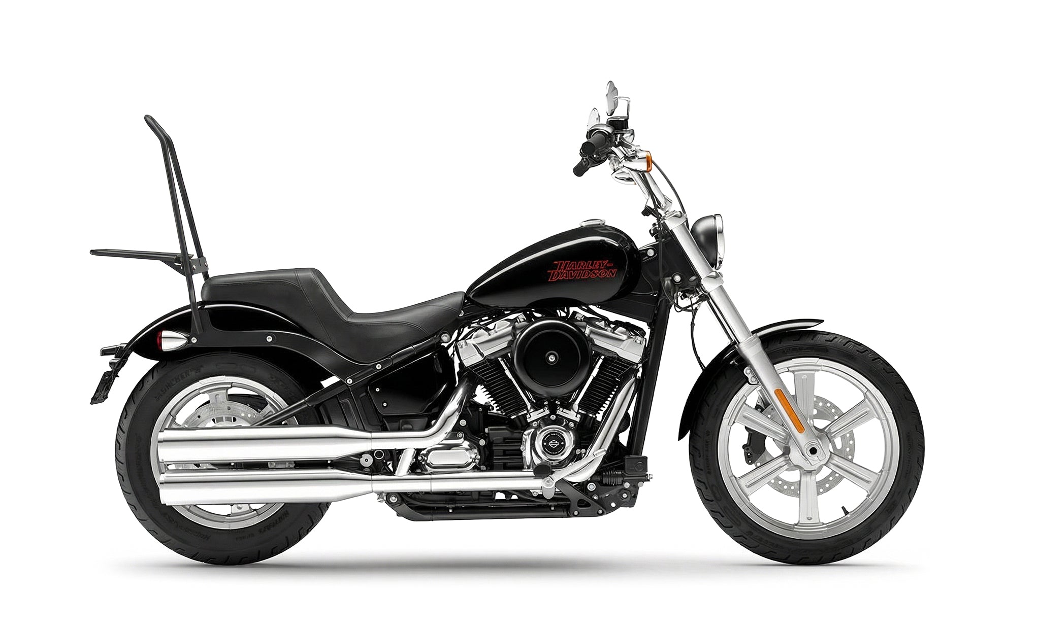 Iron Born Blade 25" Sissy Bar for Wide Seat w/ Foldable Rack for Harley Softail Street Bob FXBB/S Matte Black @expand