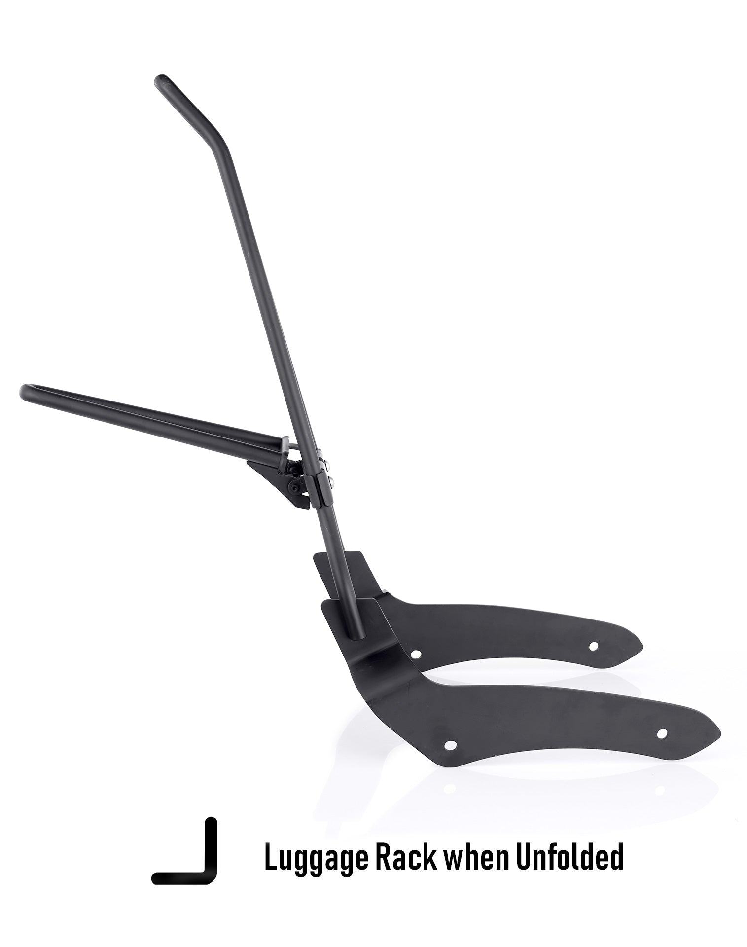 Iron Born Blade 25" Sissy Bar with Foldable Luggage Rack Matte Black Luggage Rack when Unfolded