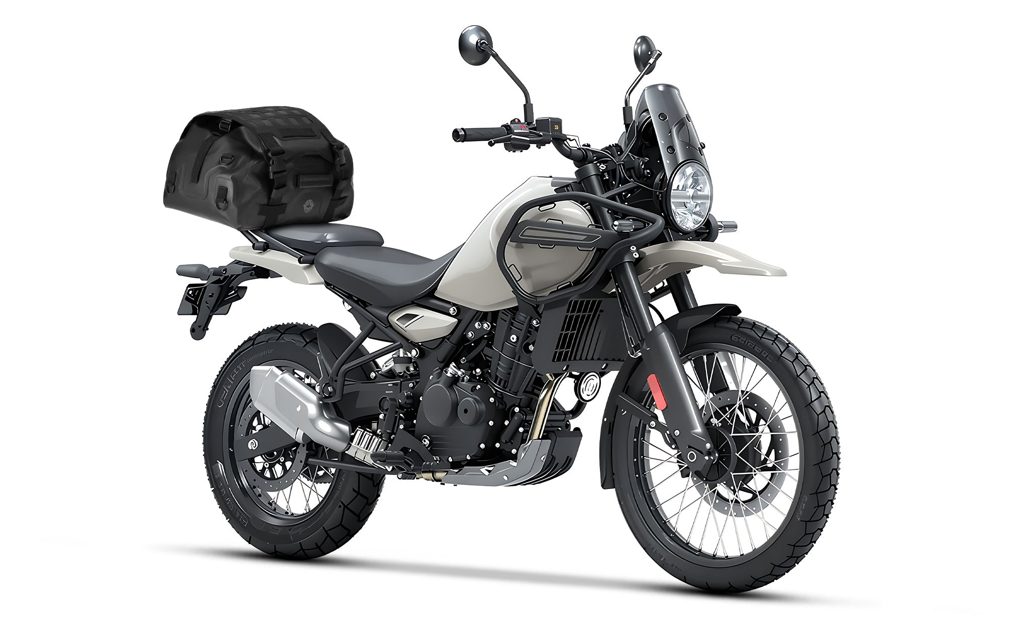 30L - Odyssey Royal Enfield Adventure Touring Duffel Bag on Bike @expand