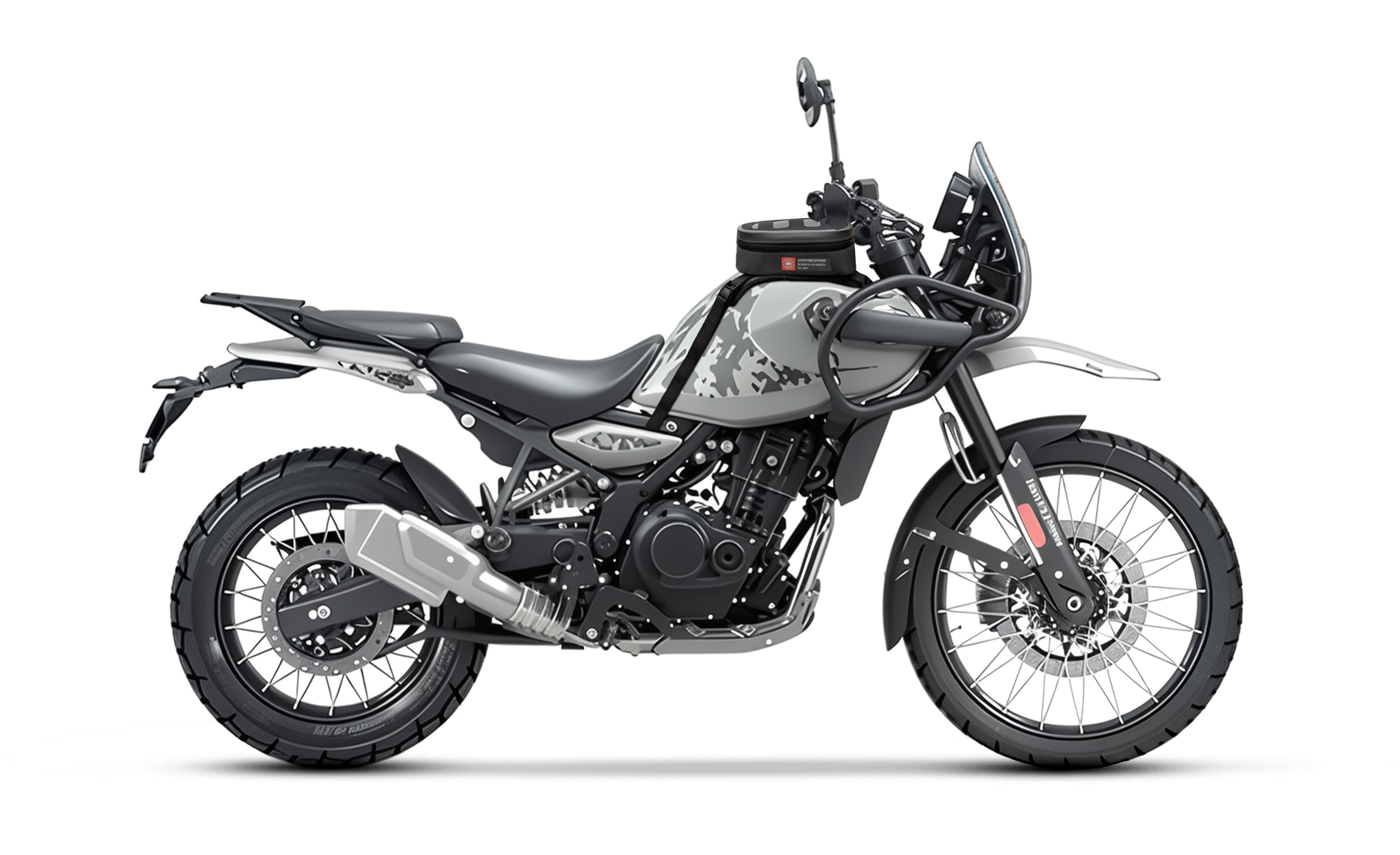 1L - Odyssey Royal Enfield Adventure Touring Tank Bag on Bike @expand