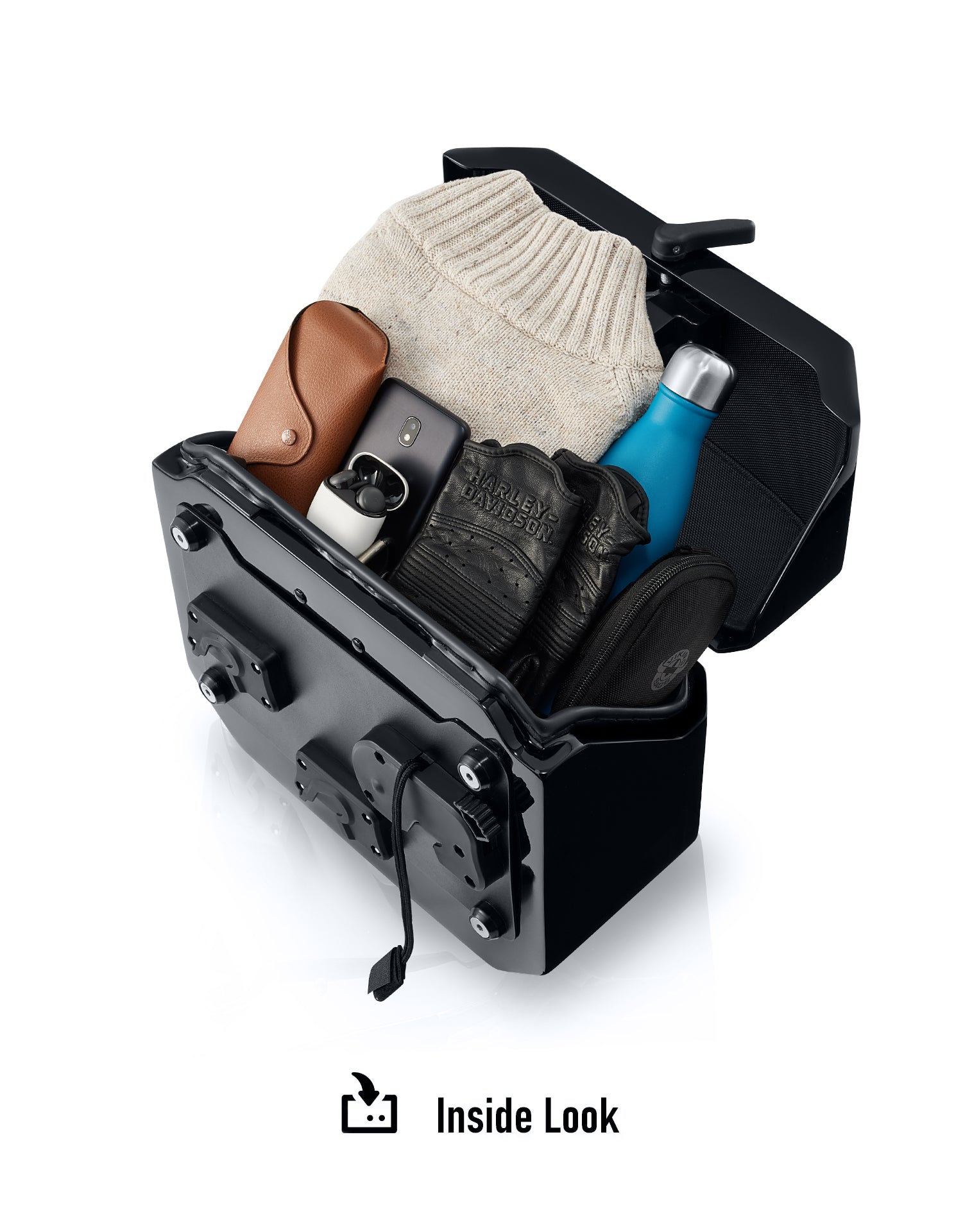 10L - Outlaw Quick-Mount Small Painted Hard Solo Saddlebag (Left Only) Inside Storage View