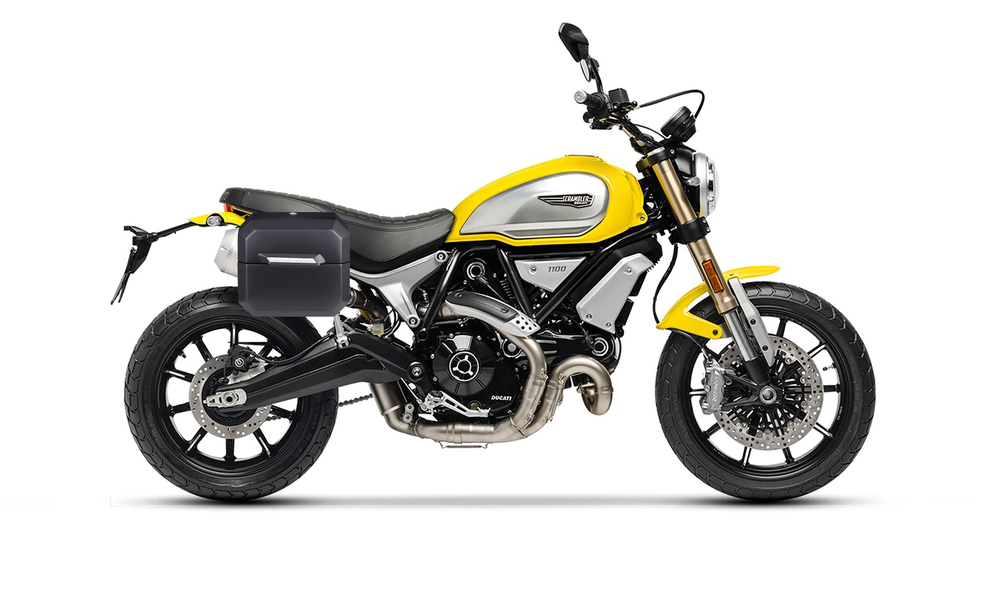 20L - Outlaw Quick-Mount Small Ducati Scrambler 1100/Special/Sport Matte Hard Saddlebags Bag on Bike @expand