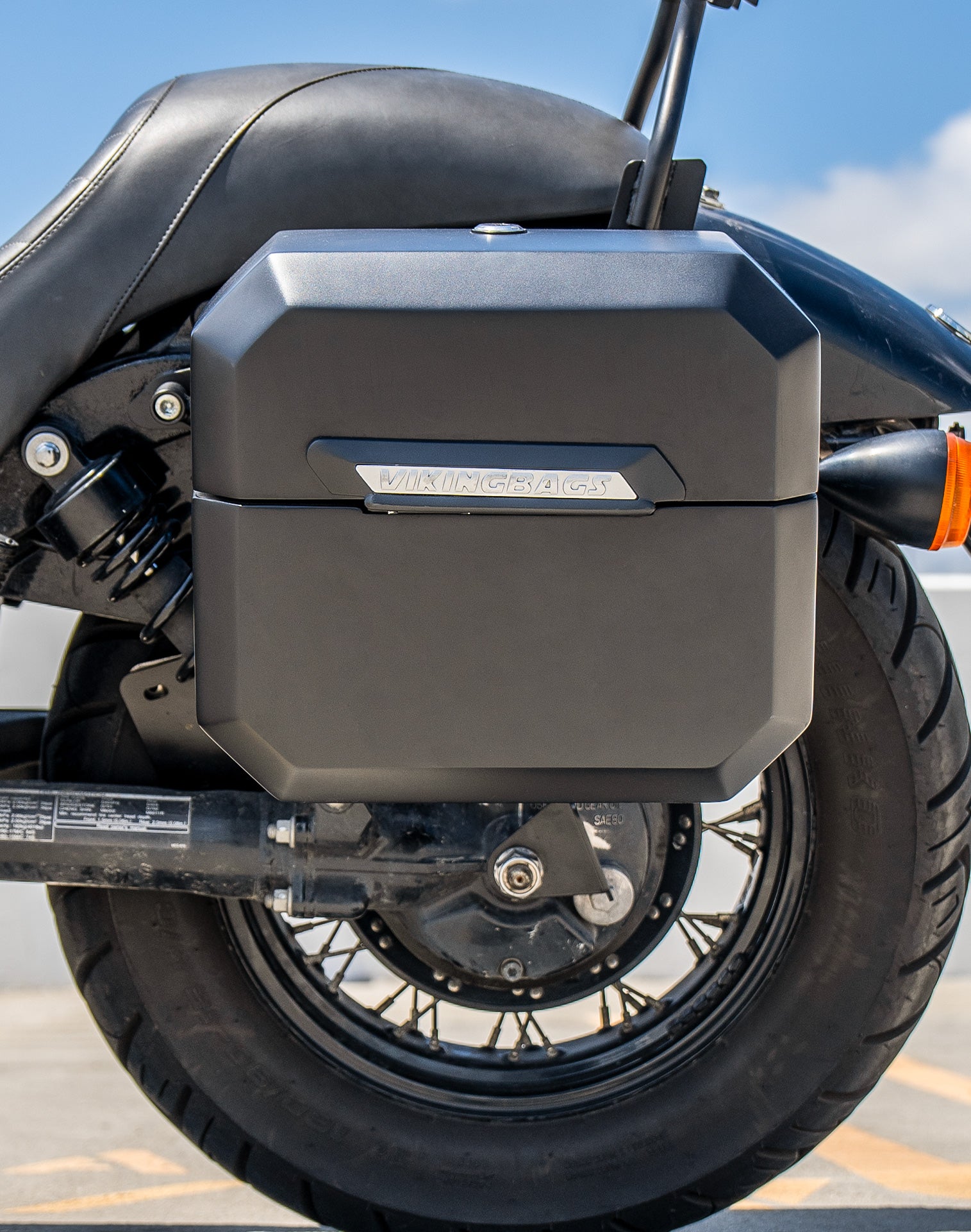 20L - Outlaw Quick-Mount Small Honda 750 Shadow Phantom Matte Hard Saddlebags Life style 2