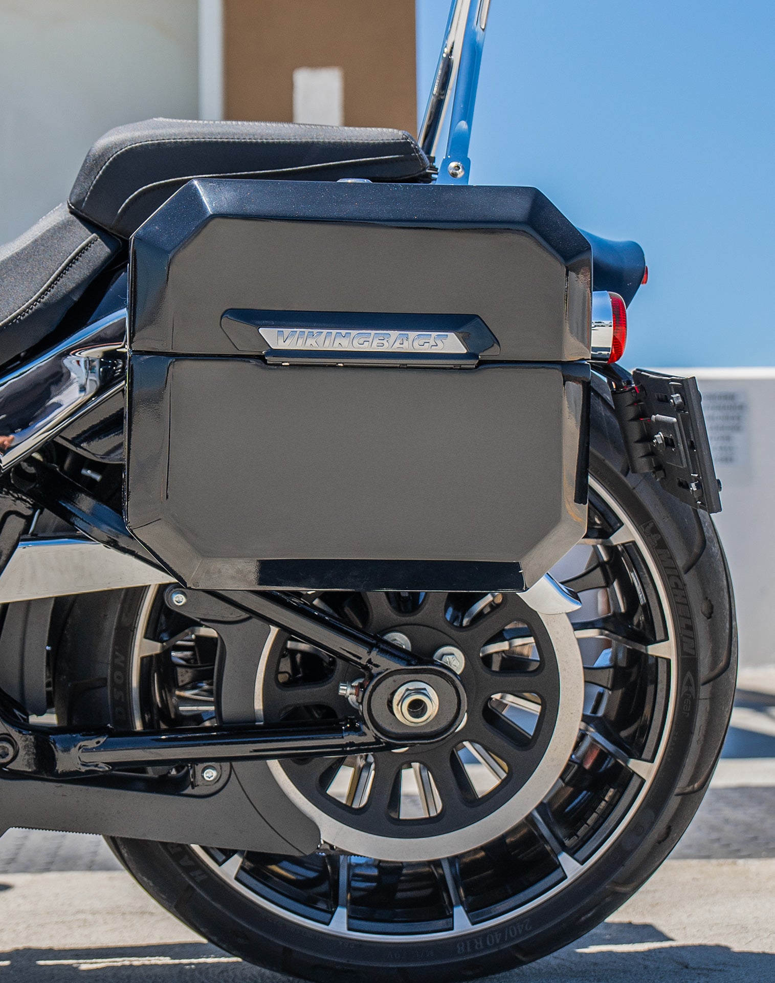 20L - Outlaw Quick-Mount Small Harley Softail Breakout FXBR/S Painted Hard Saddlebags Lifestyle