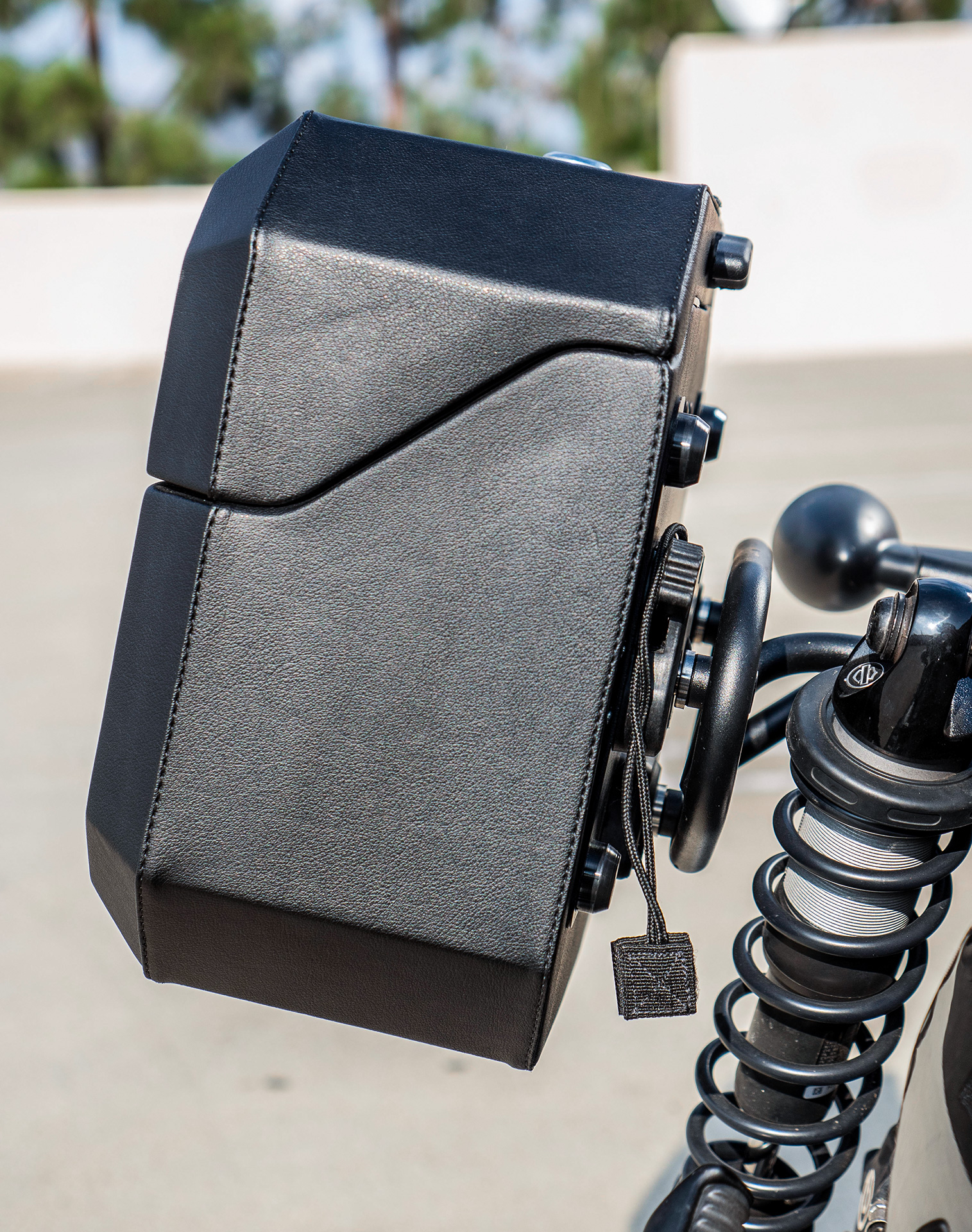 20L - Outlaw Quick-Mount Small Harley Sportster 883 Iron XL883N Leather Wrapped Hard Saddlebags Life style 3