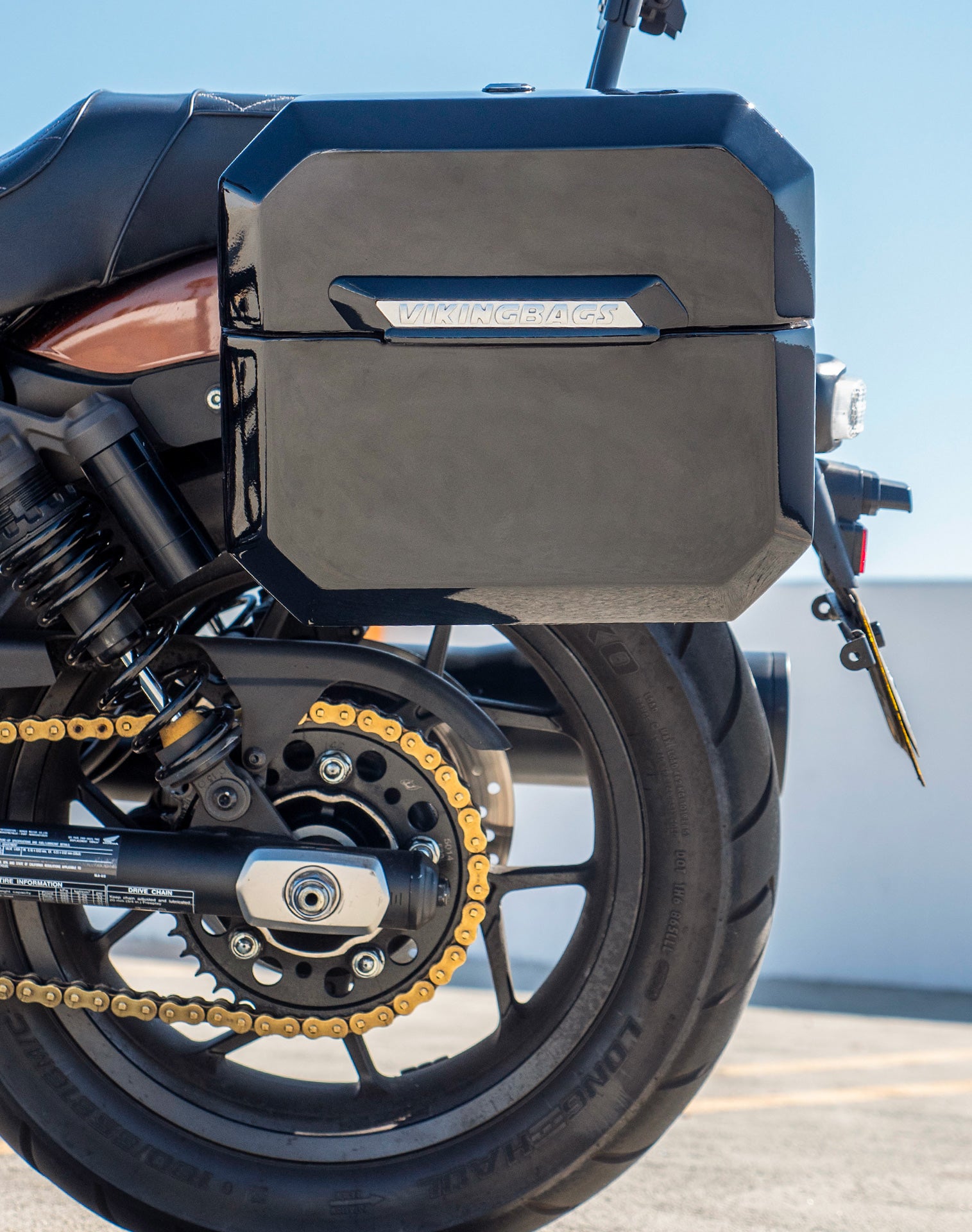 20L - Outlaw Quick-Mount Small Honda Rebel 1100 Painted Hard Saddlebags Life style 2