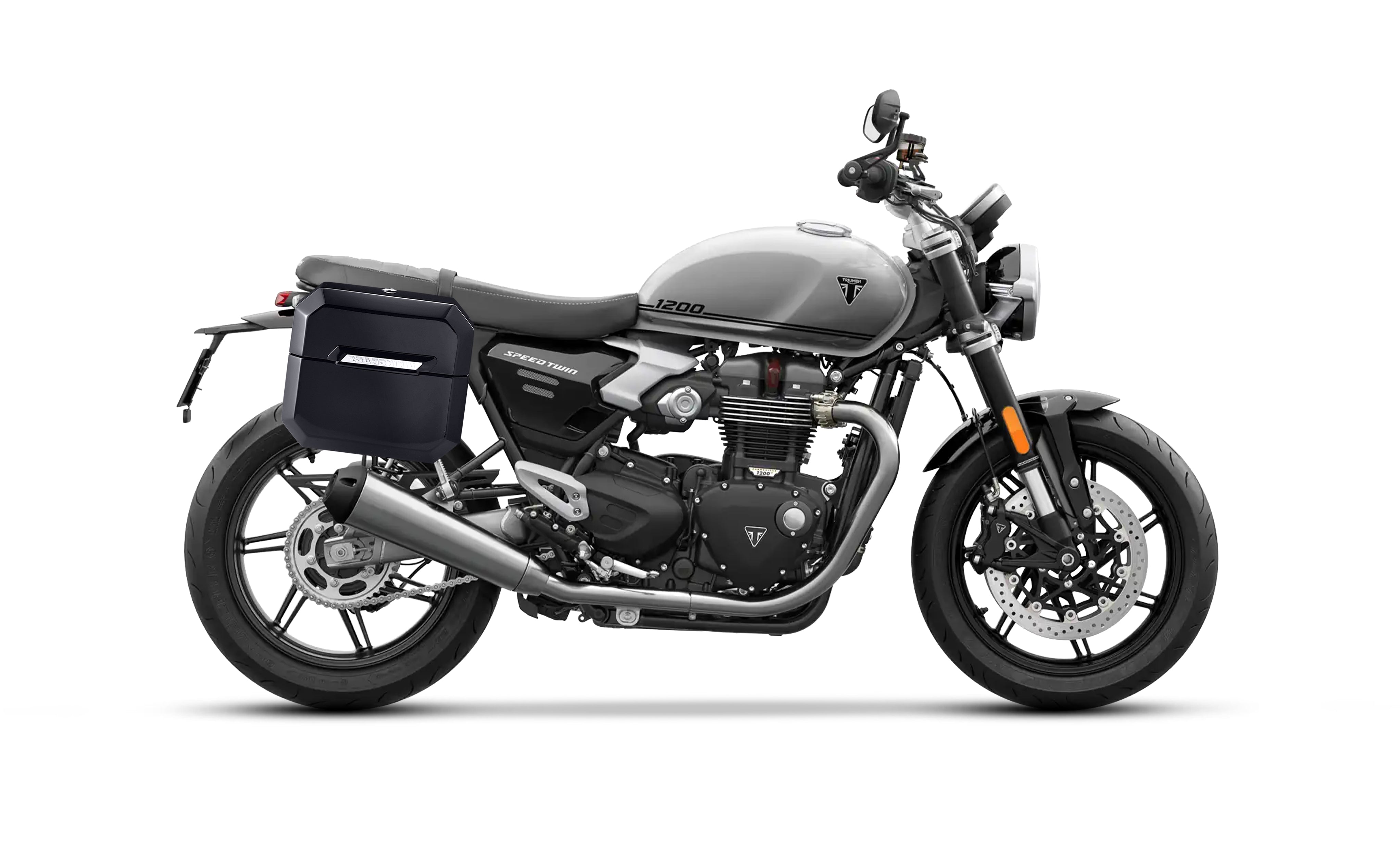 20L - Outlaw Quick-Mount Small Triumph Speed Twin 1200 Painted Hard Saddlebags Bag on Bike @expand