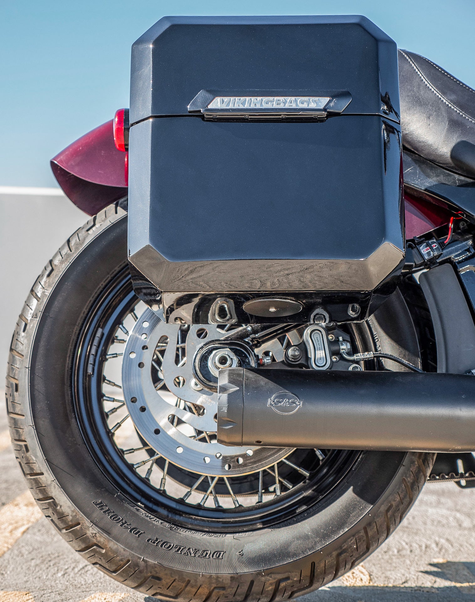 30L - Outlaw Quick Mount Medium Harley Softail Slim FLSL Painted Hard Saddlebags Life style 3