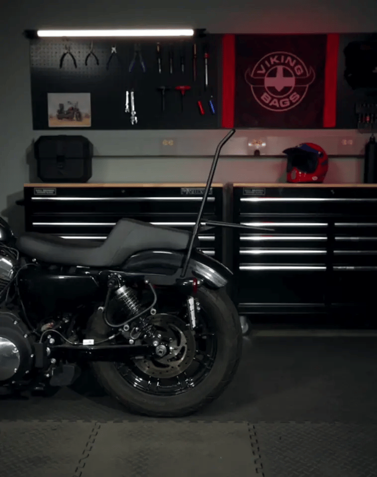 30L - Outlaw Quick-Mount Medium Kawasaki W800 Hard Saddlebags GIF