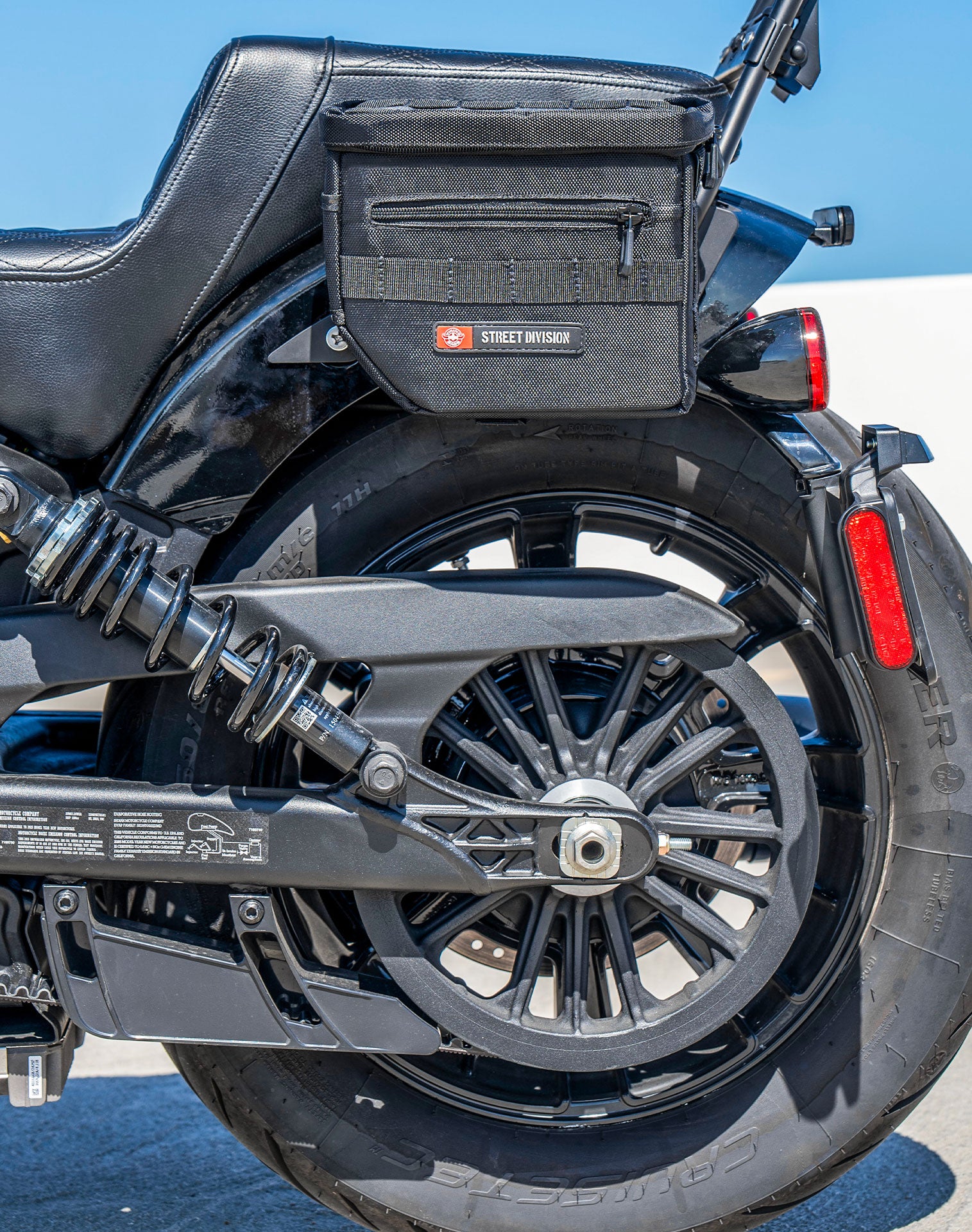 8L - Patriot Small 2025+ Indian 101 Scout Throw Over Saddlebags Lifestyle