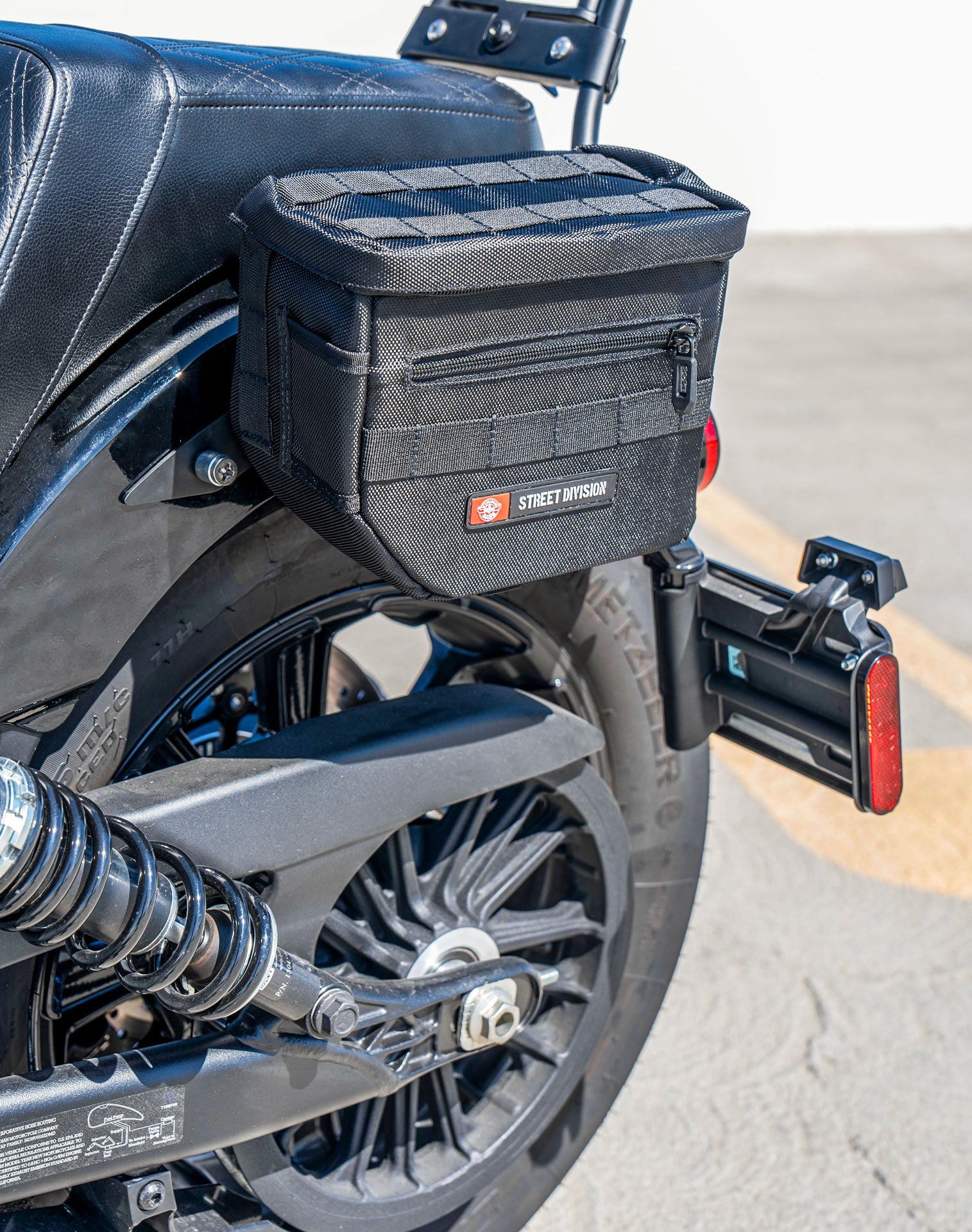 8L - Patriot Small 2025+ Indian 101 Scout Throw Over Saddlebags Lifestyle