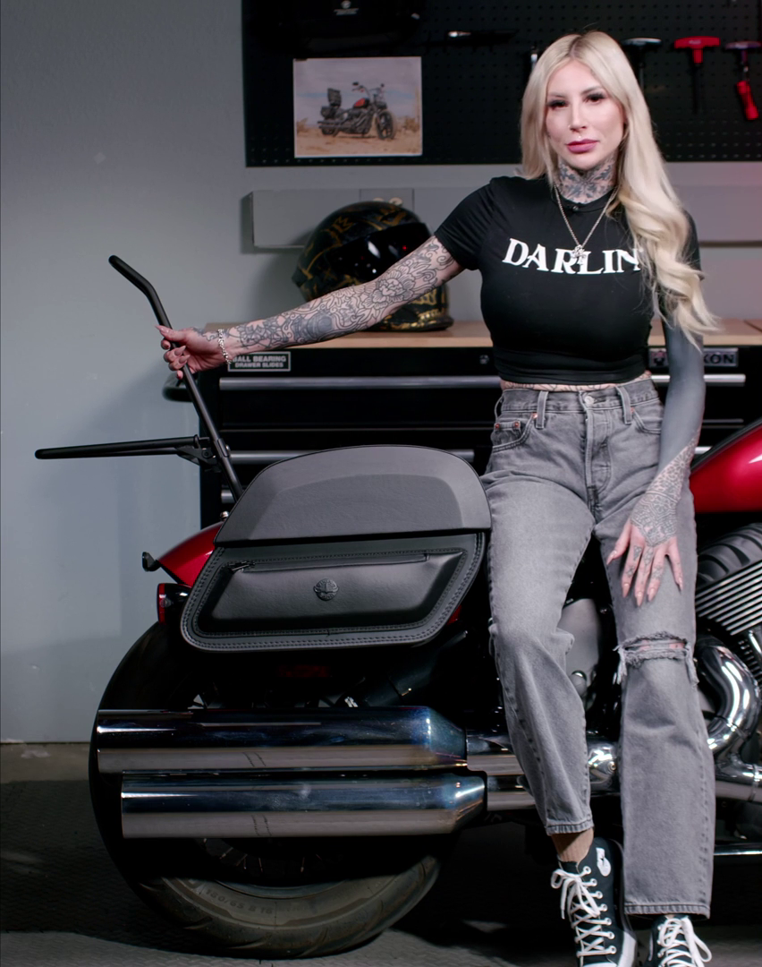 Iron Born Blade 25" Indian Chief Bobber (2022+) Sissy Bar with Foldable Luggage Rack Matte Black Video