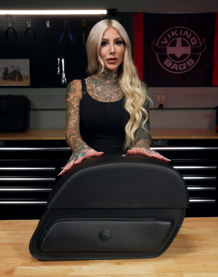 32L - Pantheon Large Shock Cutout Motorcycle Saddlebags Video