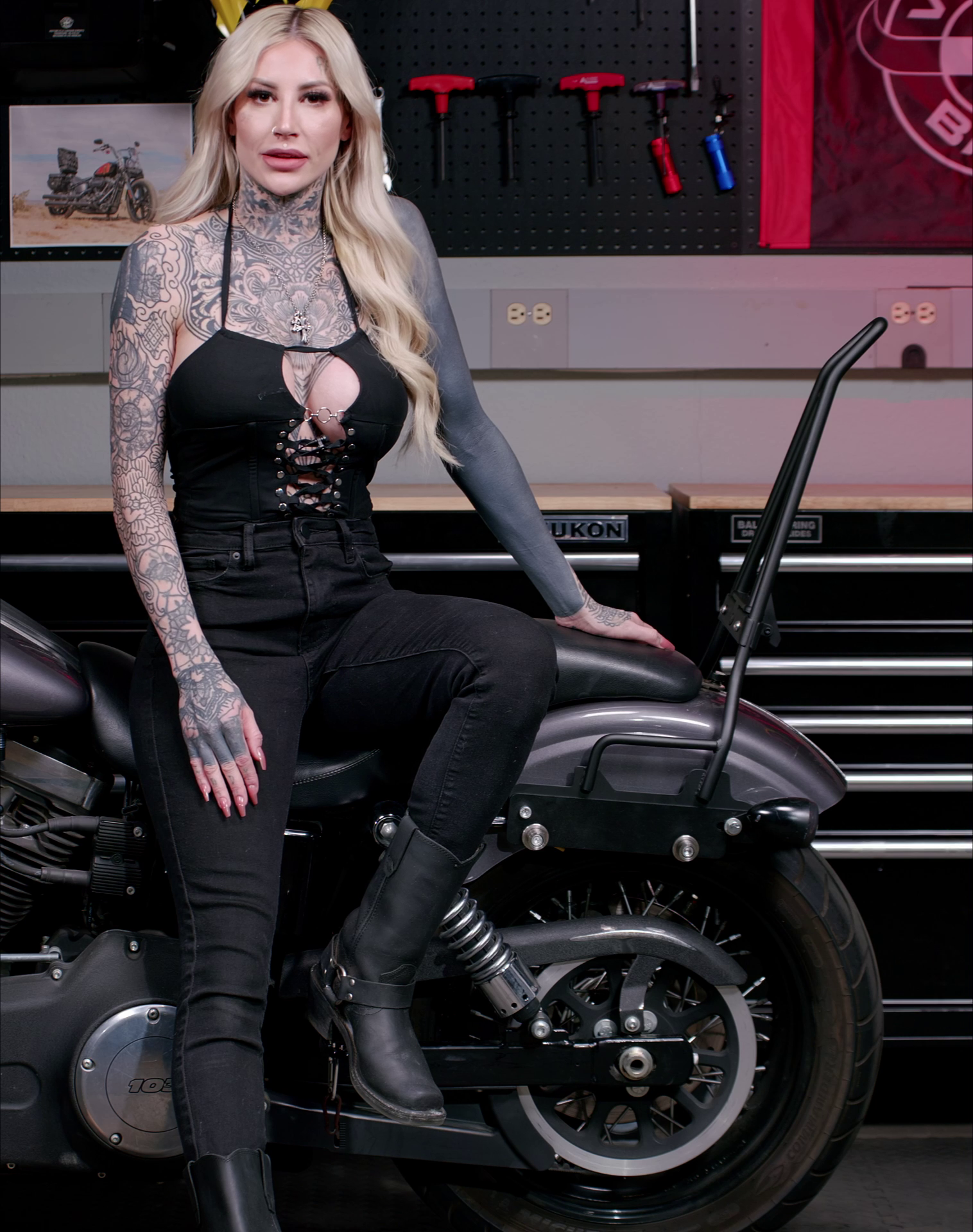 Iron Born Blade 25" Sissy Bar with Foldable Luggage Rack Matte Black Video