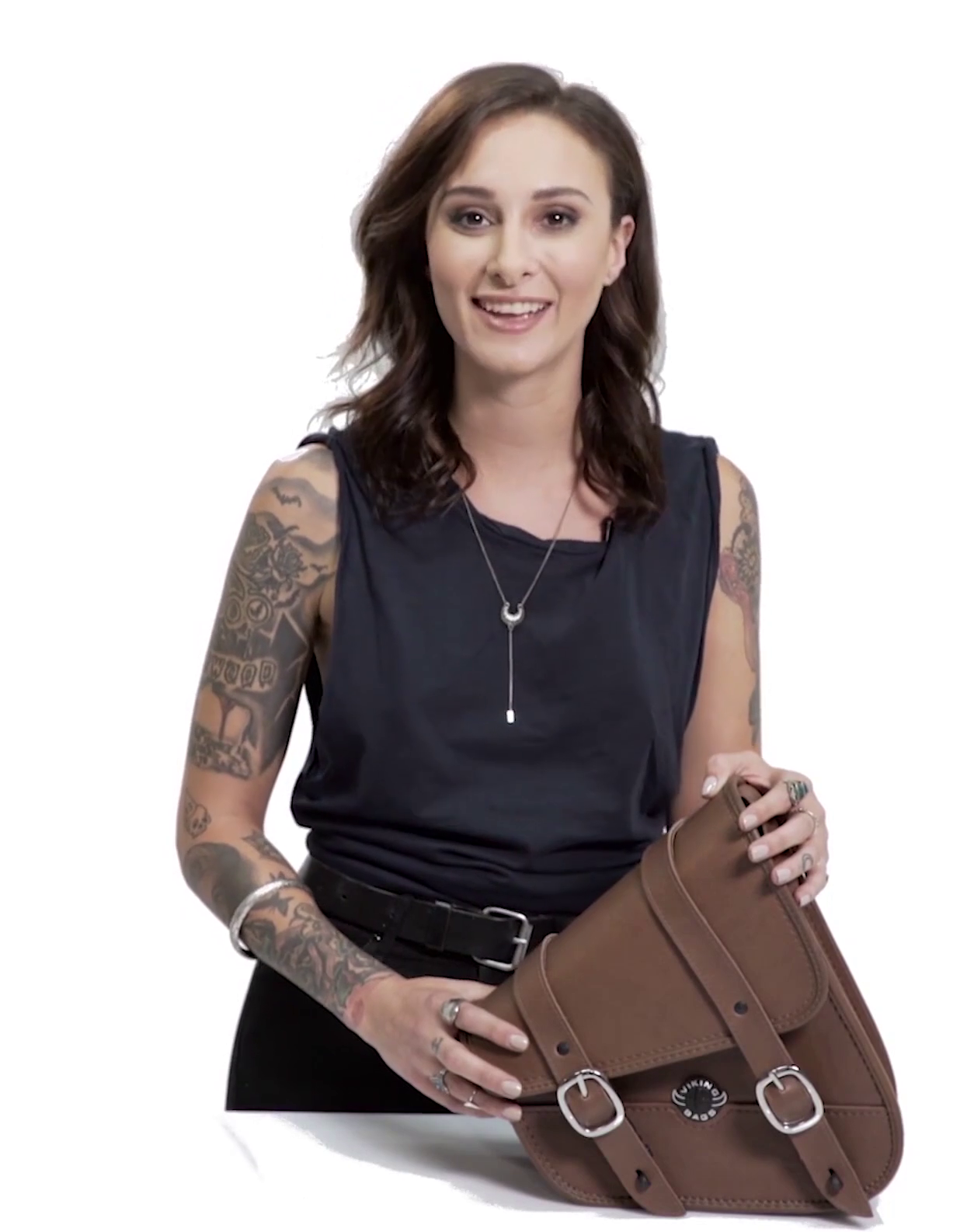4L - Crafted Brown Harley Sportster Specific Motorcycle Swing Arm Bag Video