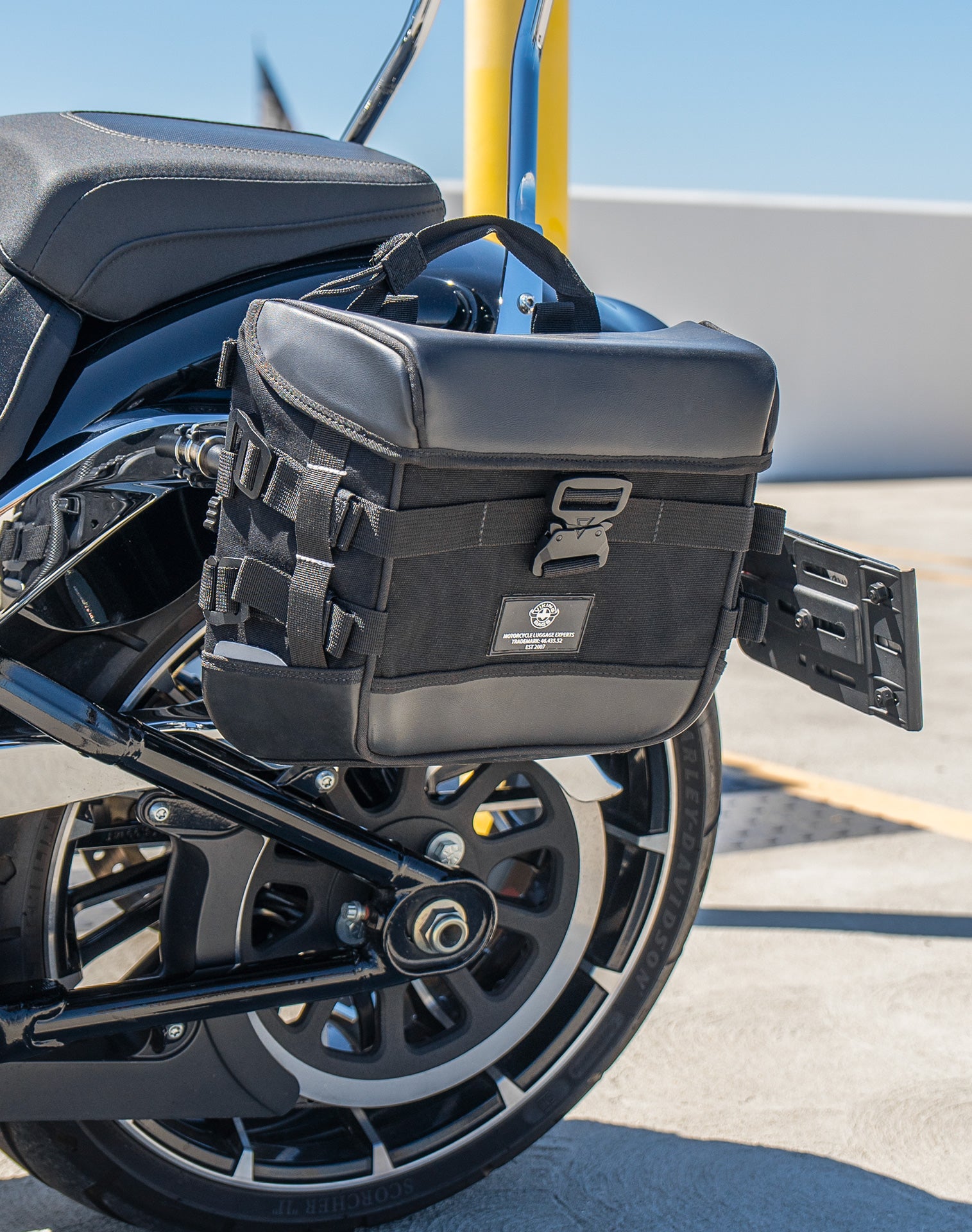 10L - Incognito Quick Mount Small Harley Softail Breakout FXBR/S Solo Saddlebag (Left Only) Lifestyle