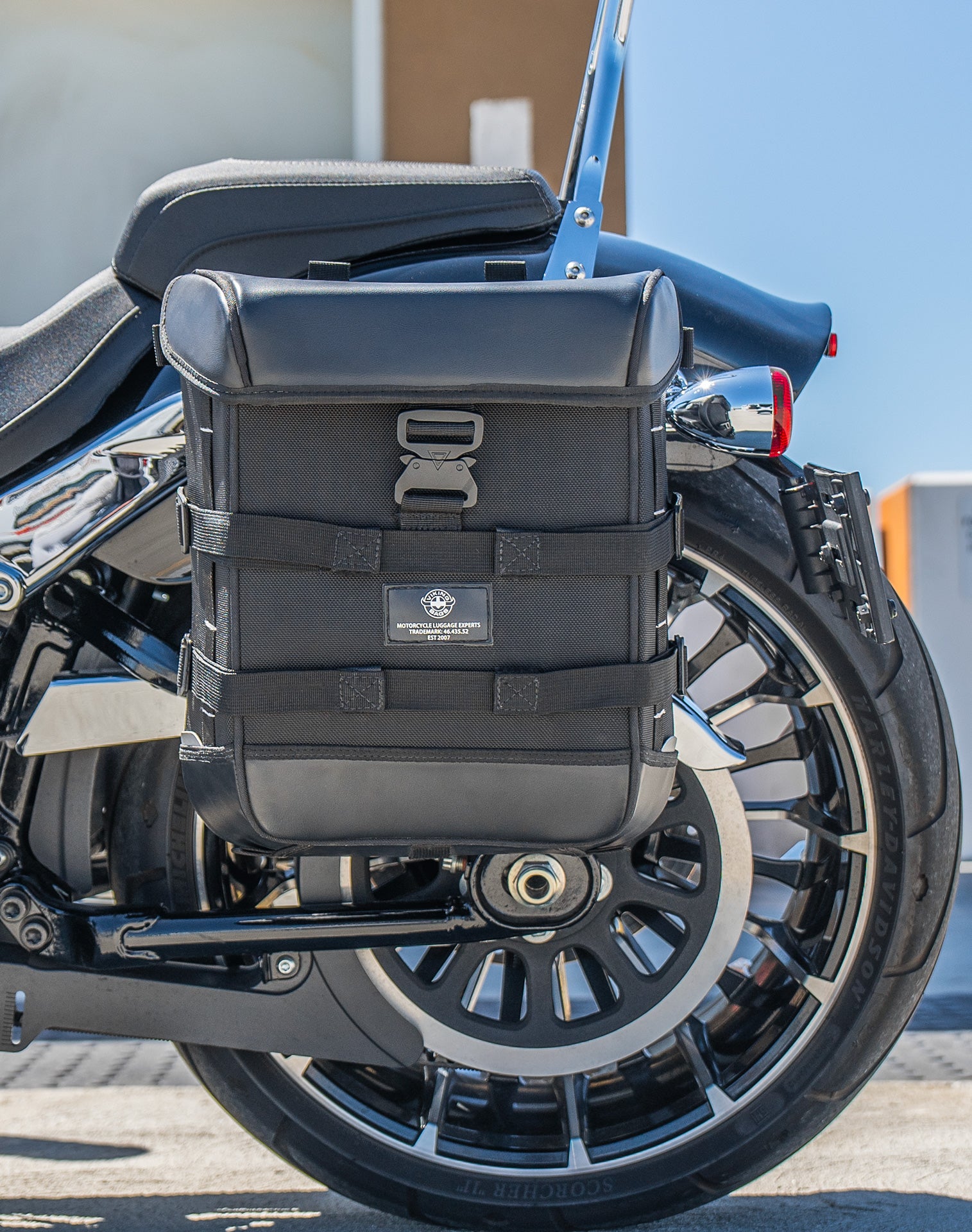 15L - Incognito Quick Mount Medium Harley Softail Breakout FXBR/S Solo Saddlebag (Left Only) Lifestyle